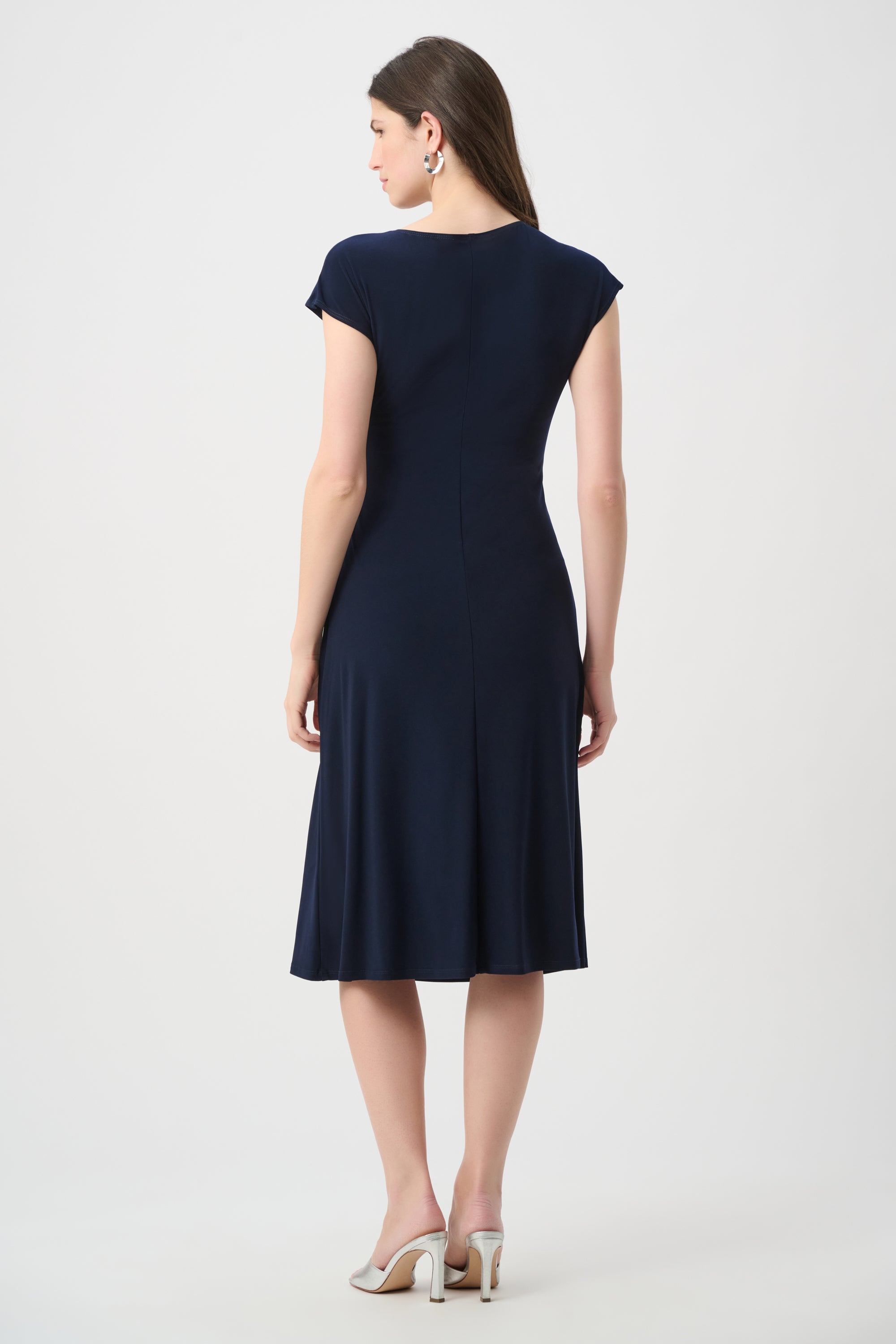 Silky Knit A Line Dress With Wrap Skirt