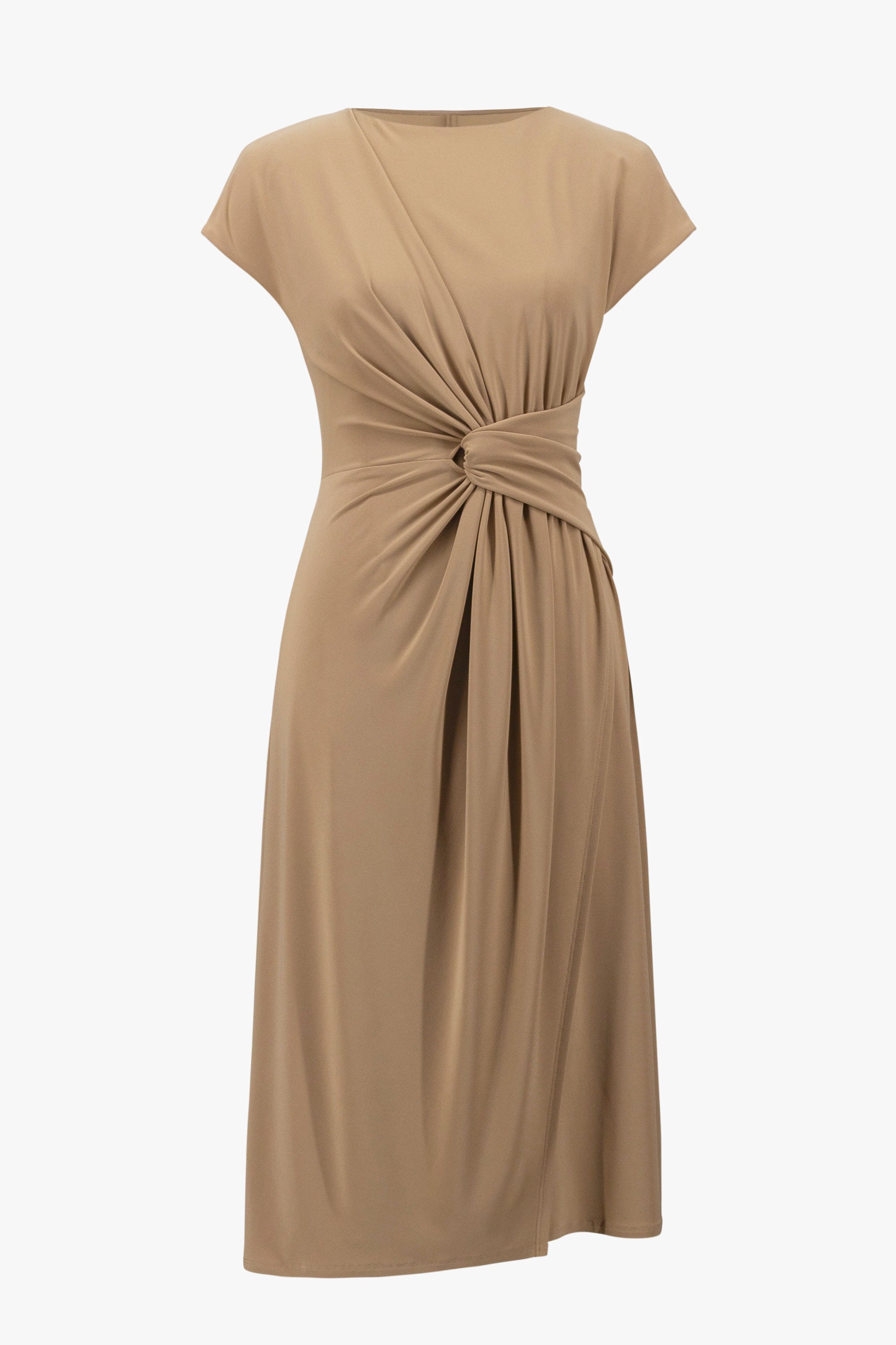Silky Knit A Line Dress With Wrap Skirt