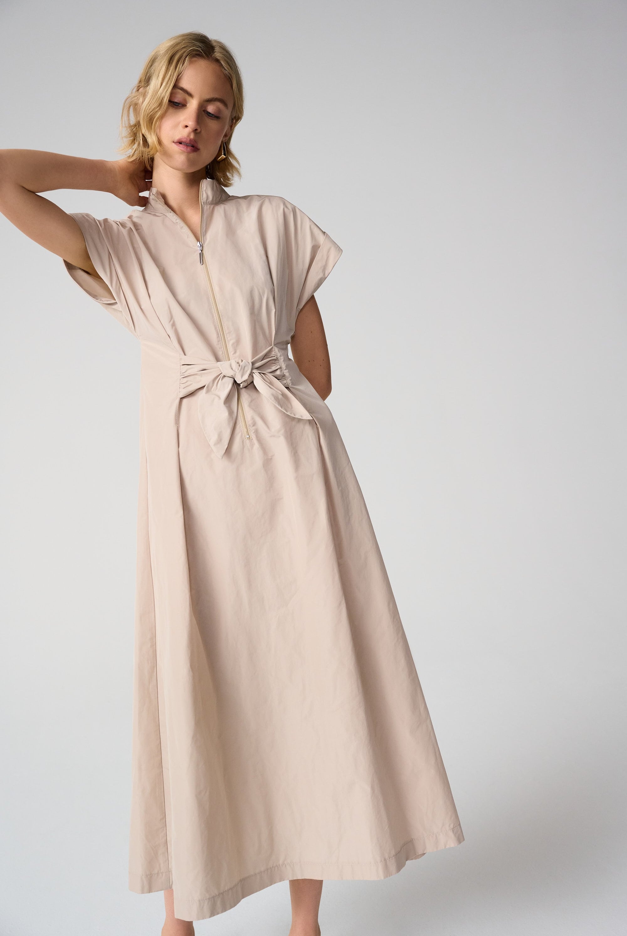 Memory Fit And Flare Dress With Tie Waist