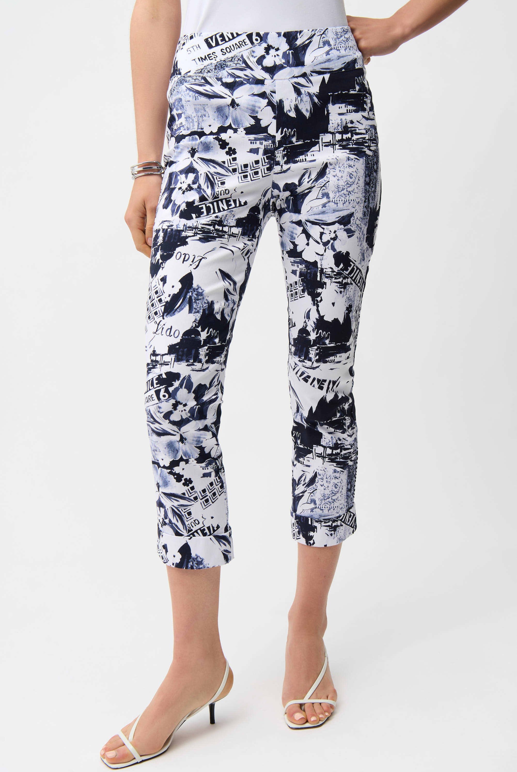 Joseph Ribkoff Millennium Conversational Print Crop Pull-On Pants | Unique Apparel USA