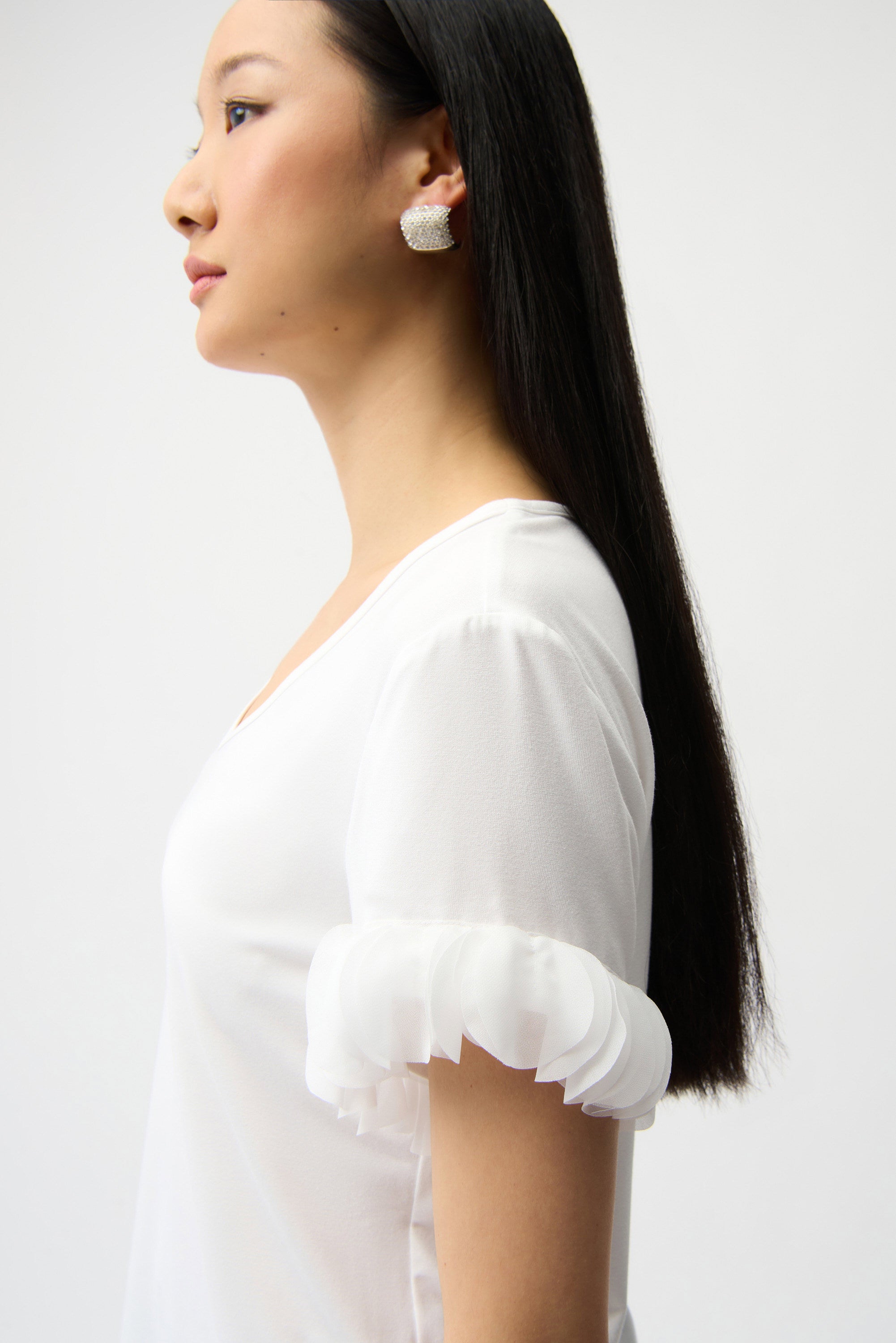 Joseph Ribkoff Fitted Top with Chiffon Sleeve-261201