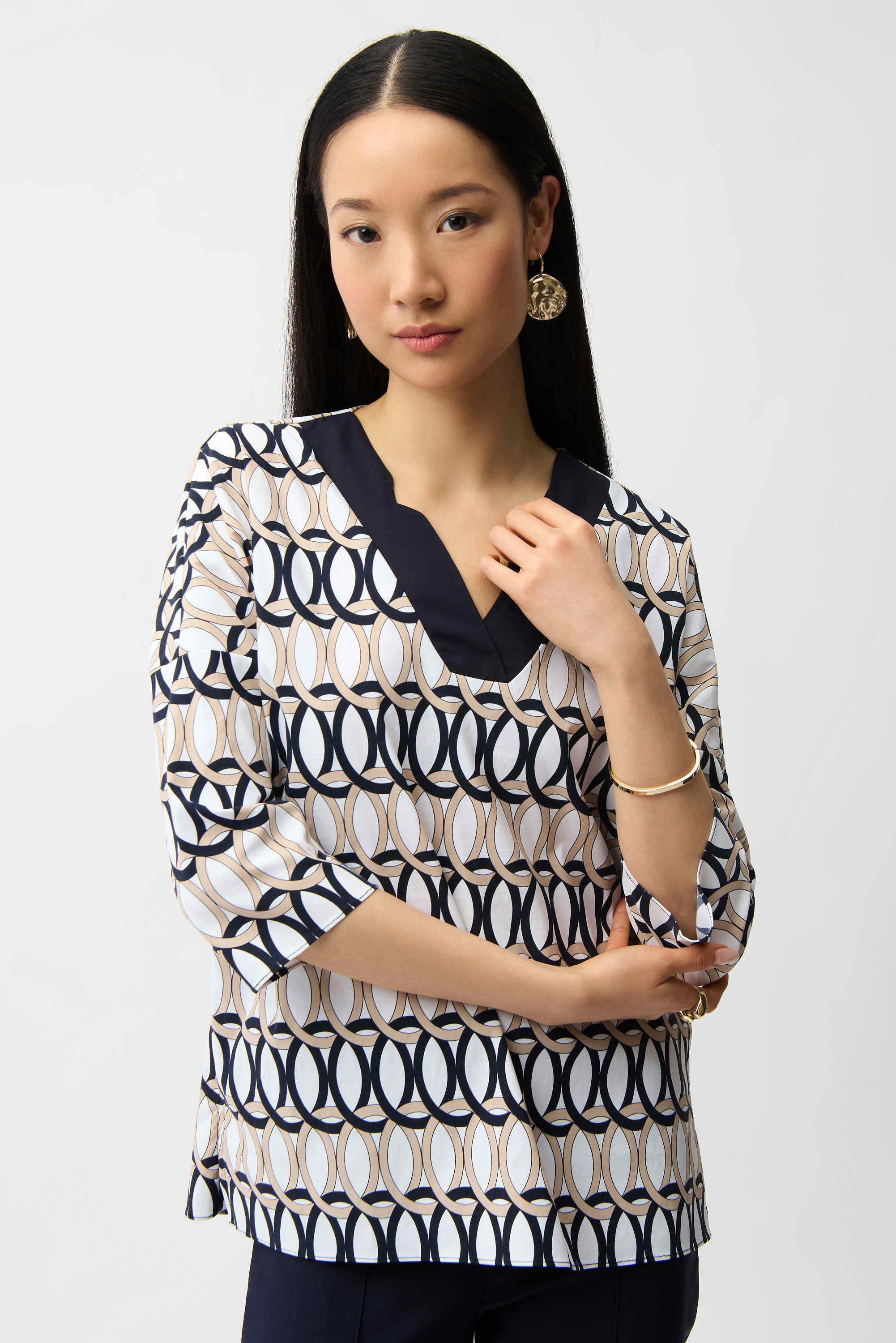 Joseph Ribkoff Stretch Poplin Geometric Print Tunic-261203