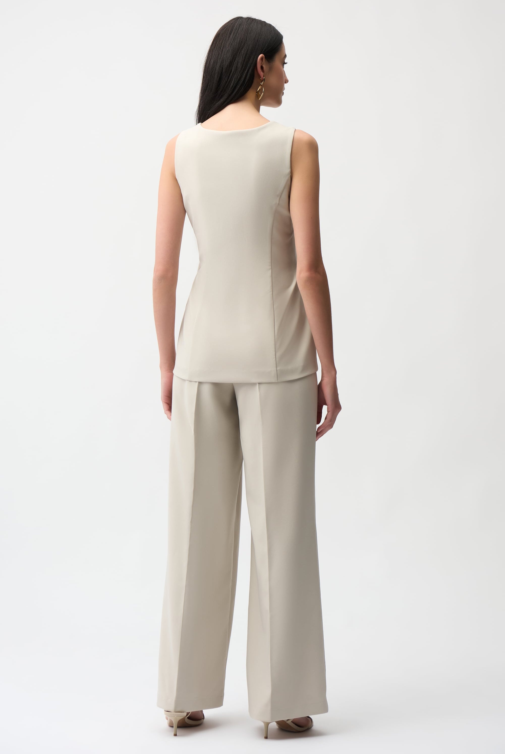 Lux Twill Wide-Leg Pantsuit-Style Jumpsuit