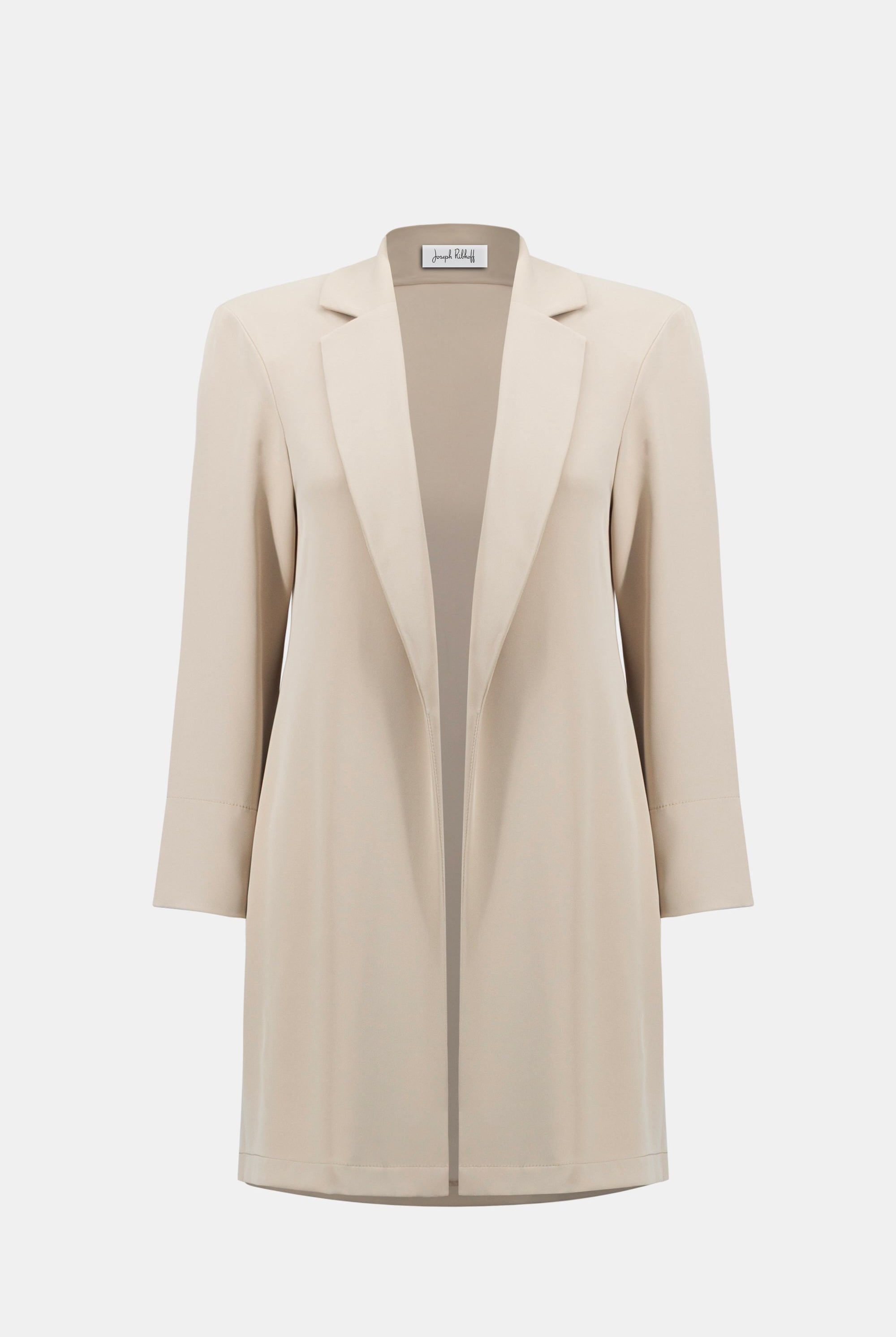 Woven Twill Longline Blazer With Notched Collar