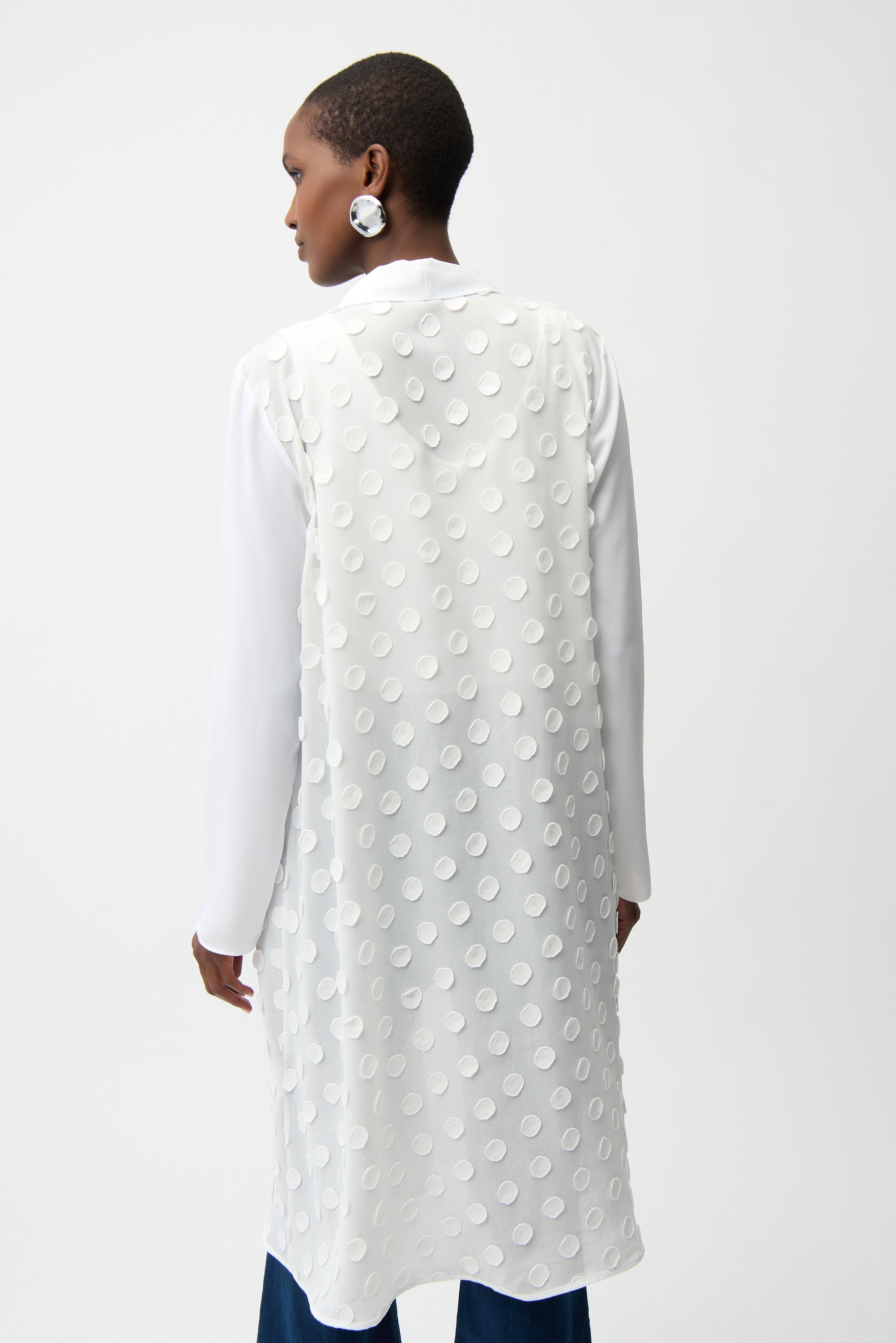 3D Dot Jacquard Cover-Up With Georgette Sleeves