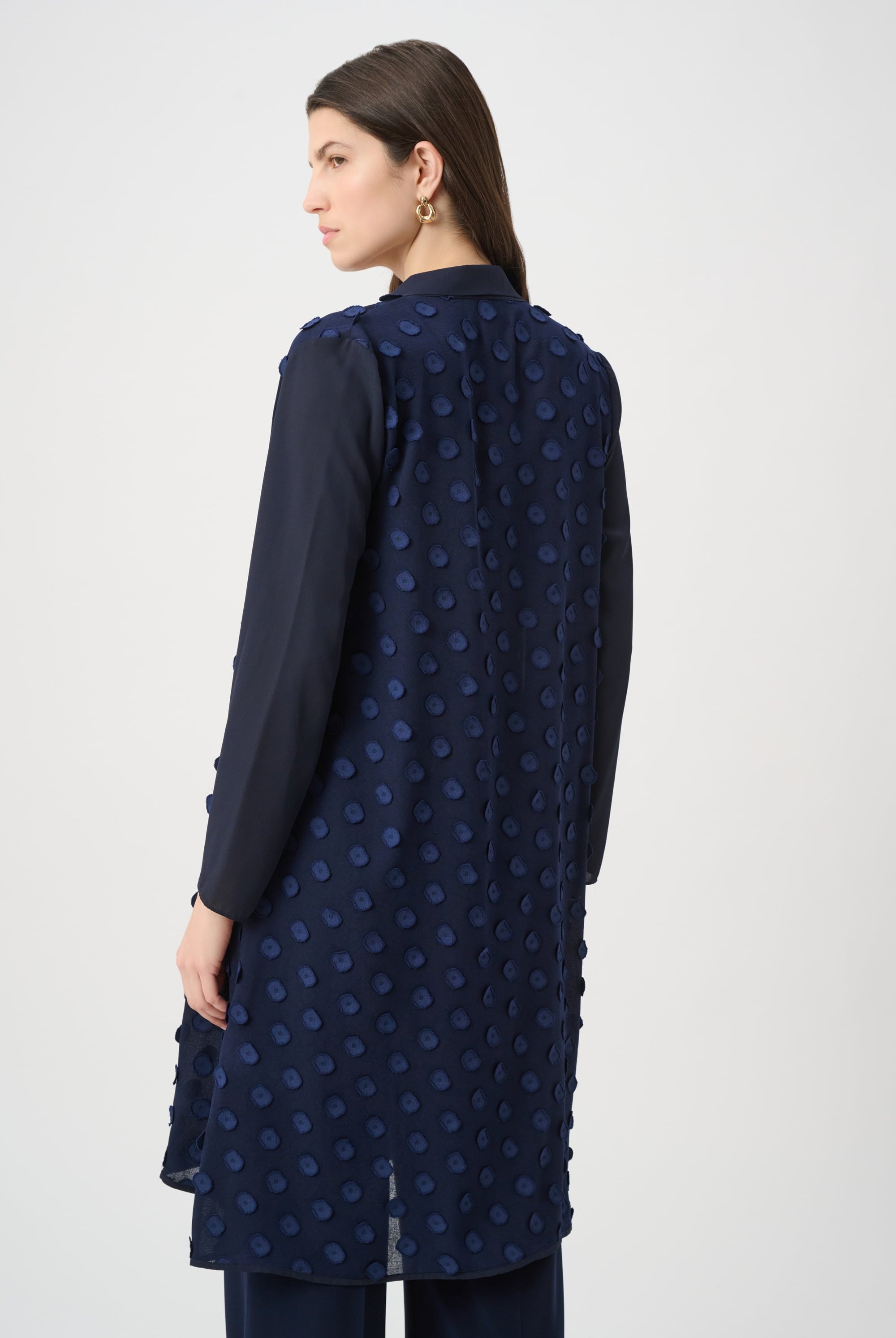 3D Dot Jacquard Cover-Up With Georgette Sleeves