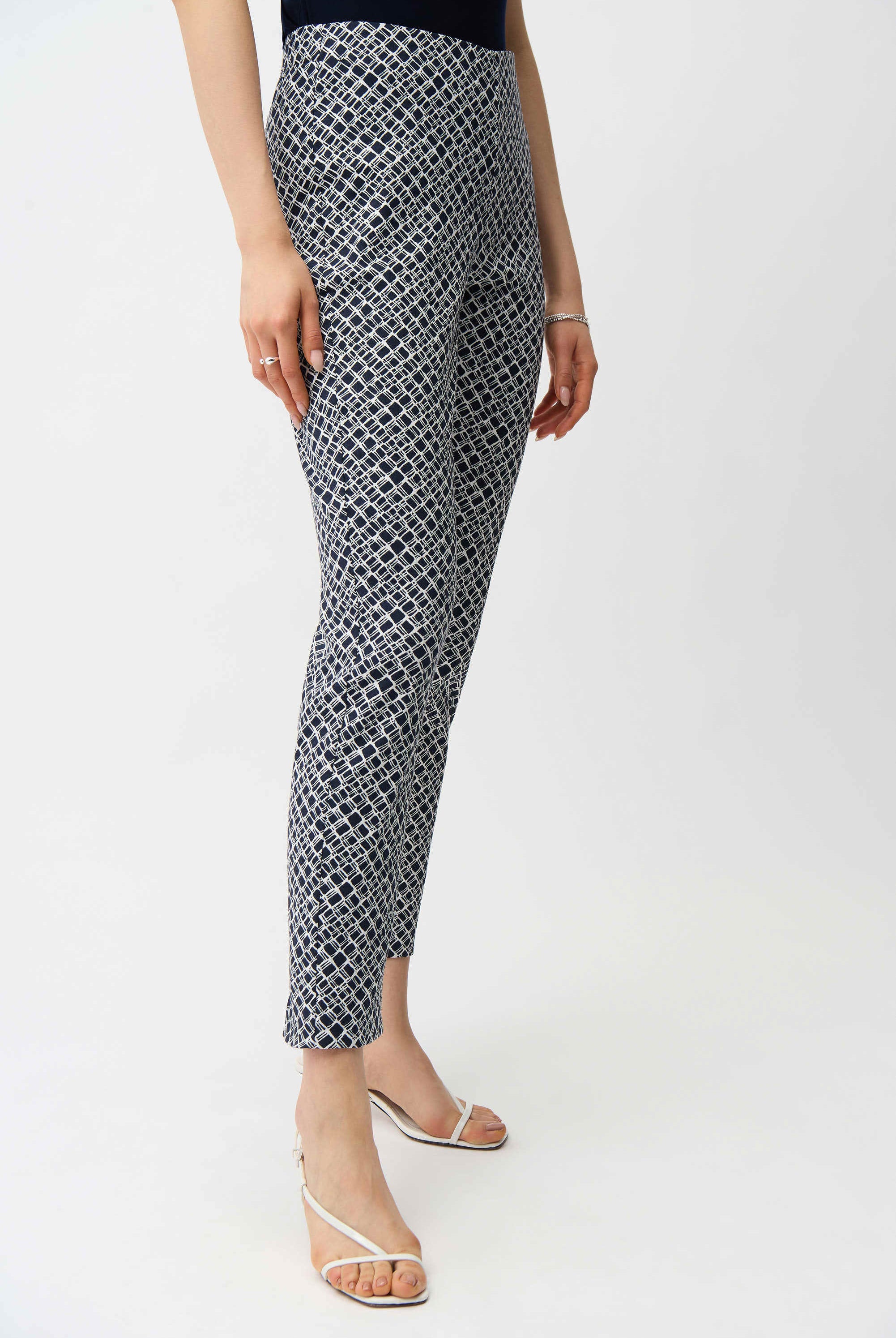 Joseph Ribkoff Geometric Jacquard Pull-On Slim Fit Pants | Unique Apparel USA