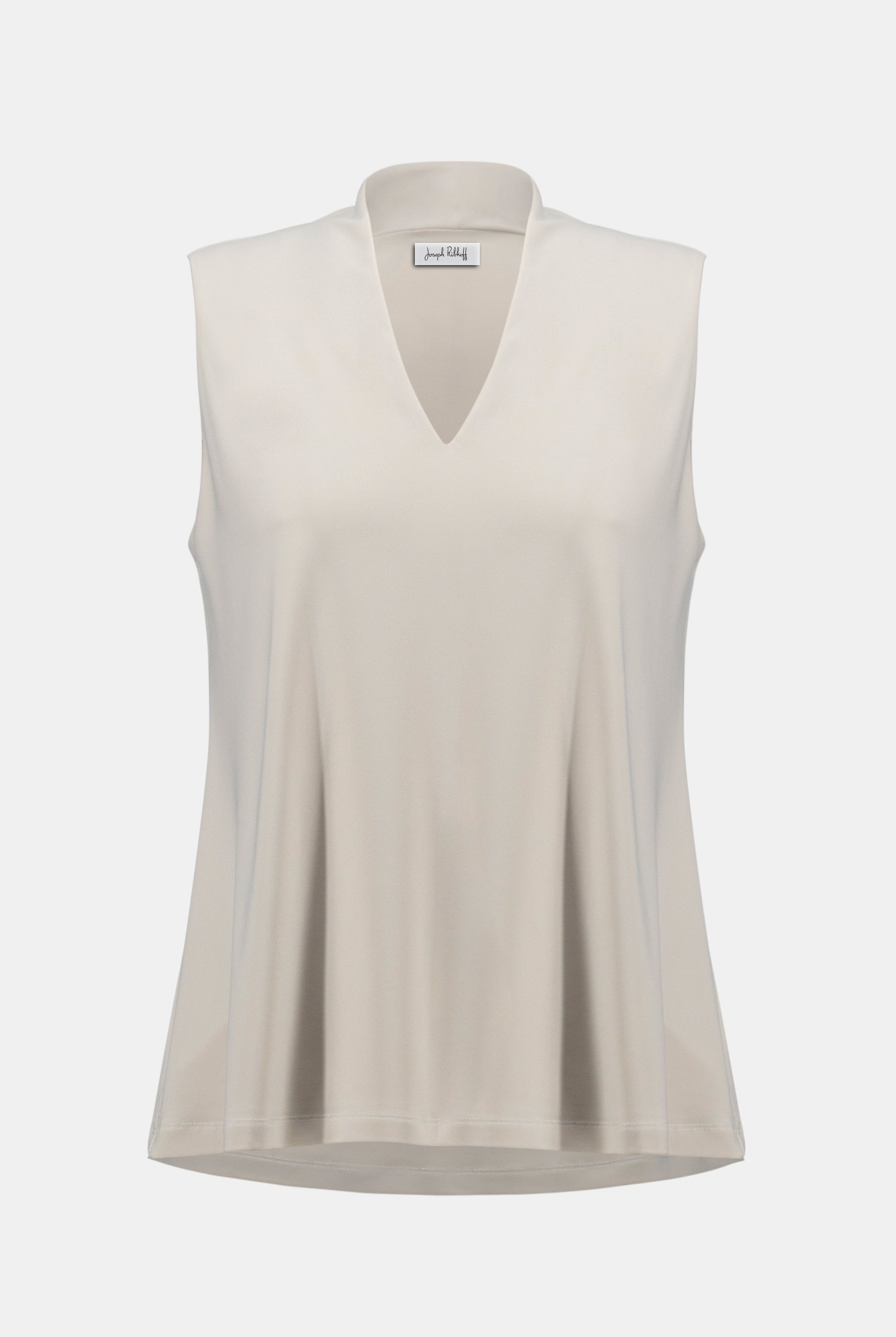 Silky Knit Sleeveless Trapeze Top With V-necklineline