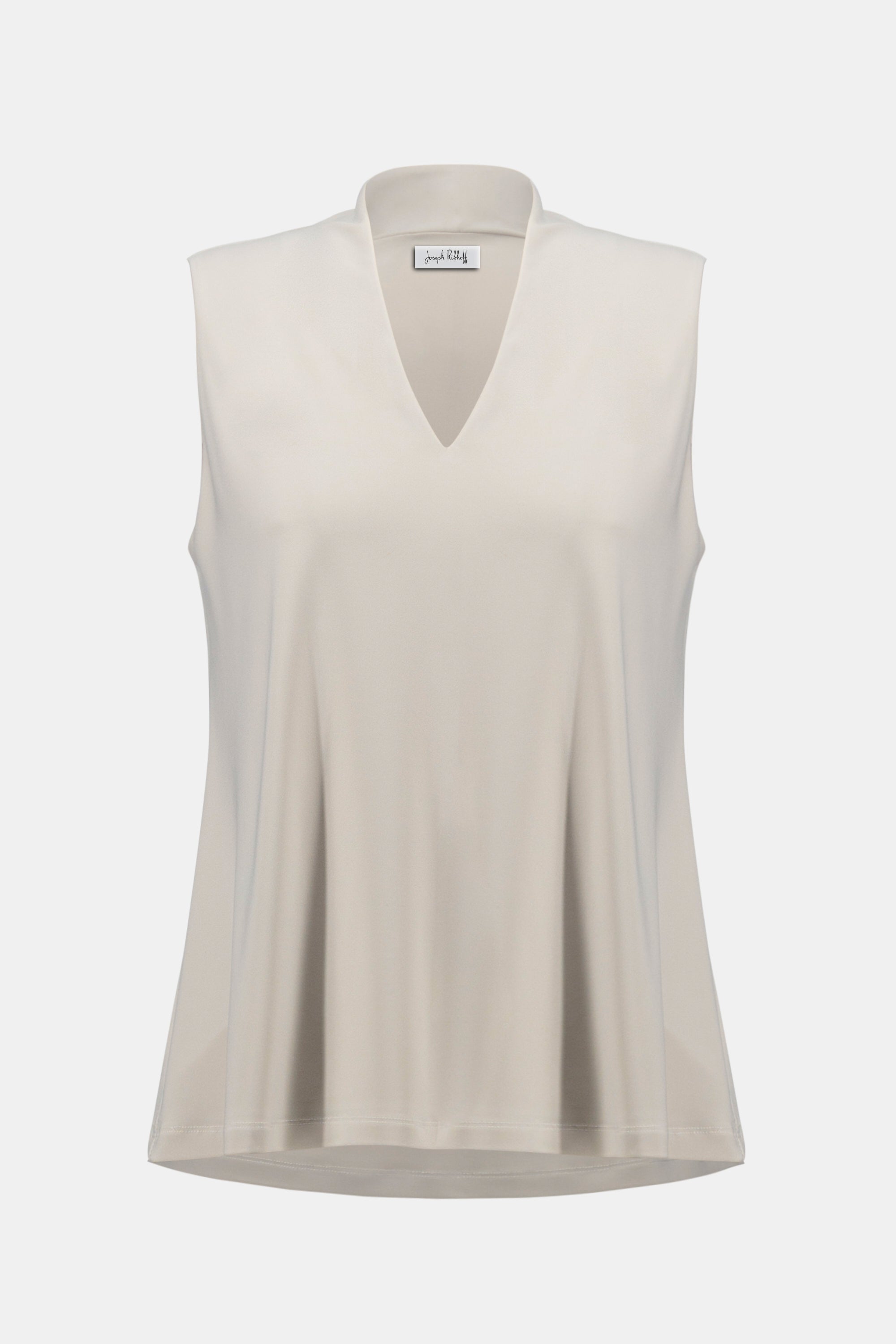 Silky Knit Sleeveless Trapeze Top With V-necklineline
