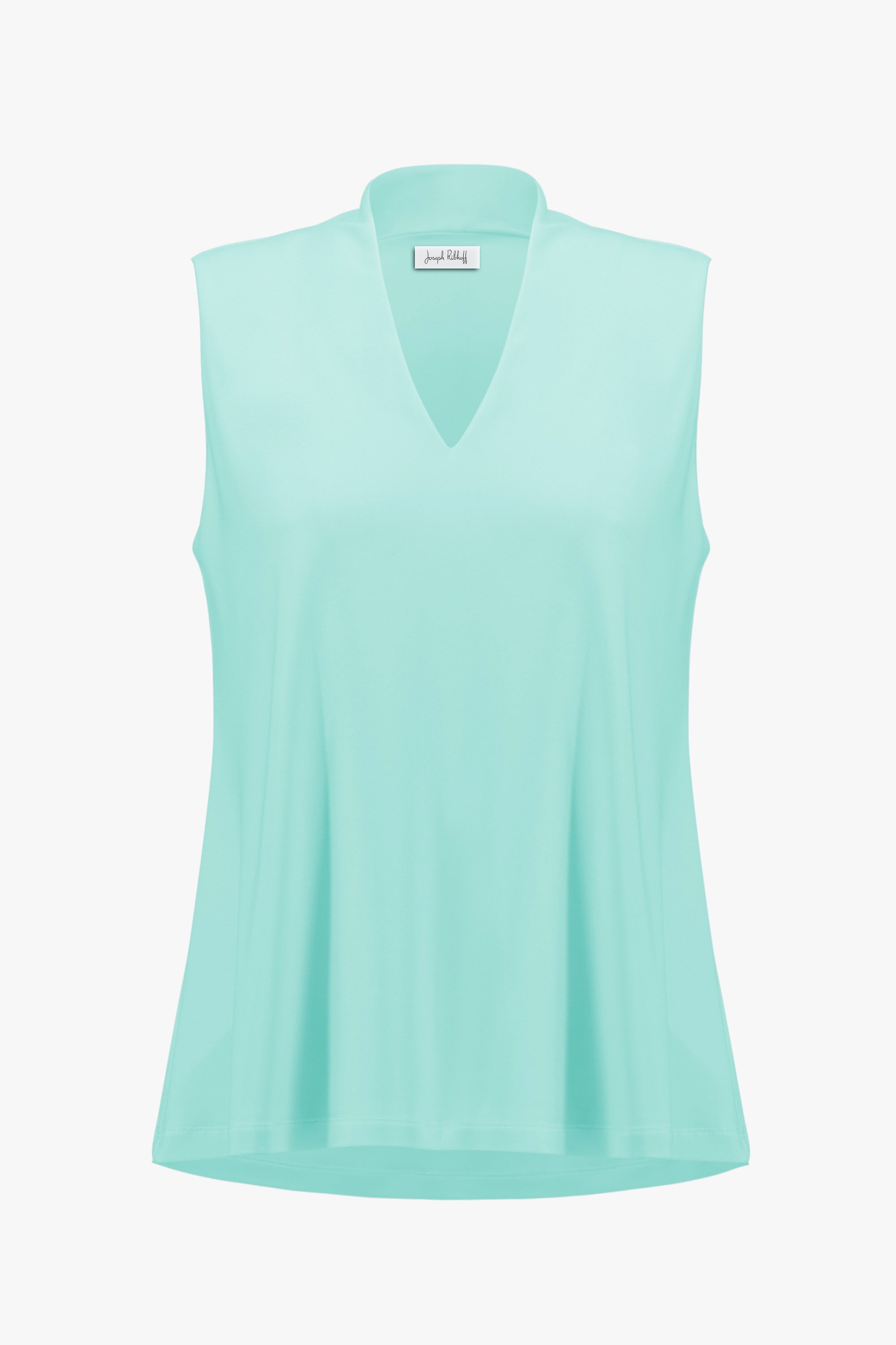 Silky Knit Sleeveless Trapeze Top With V-necklineline