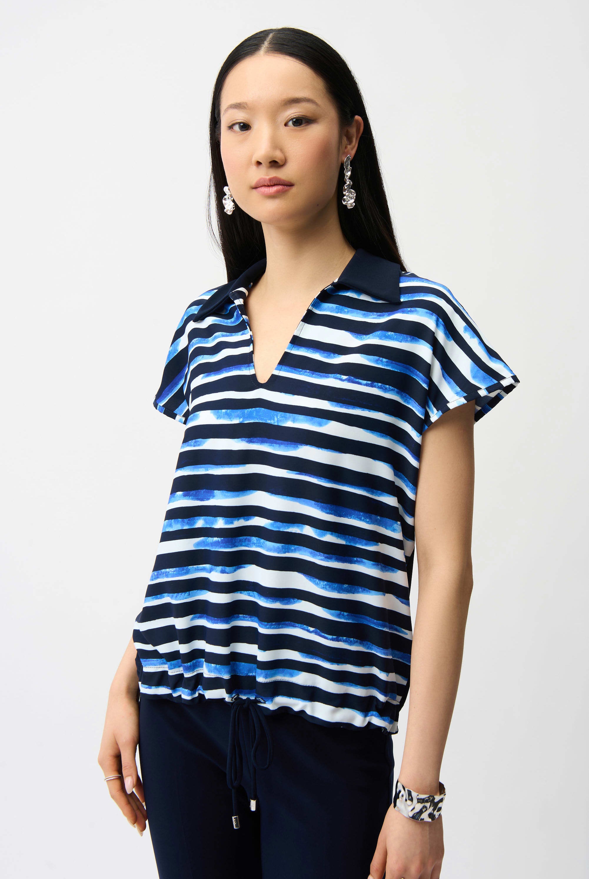 Joseph Ribkoff Woven Stripe Print Cocoon Top | Unique Apparel USA