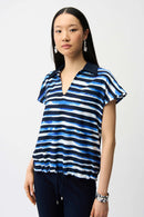 Joseph Ribkoff Woven Stripe Print Cocoon Top-261231