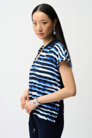Joseph Ribkoff Woven Stripe Print Cocoon Top-261231