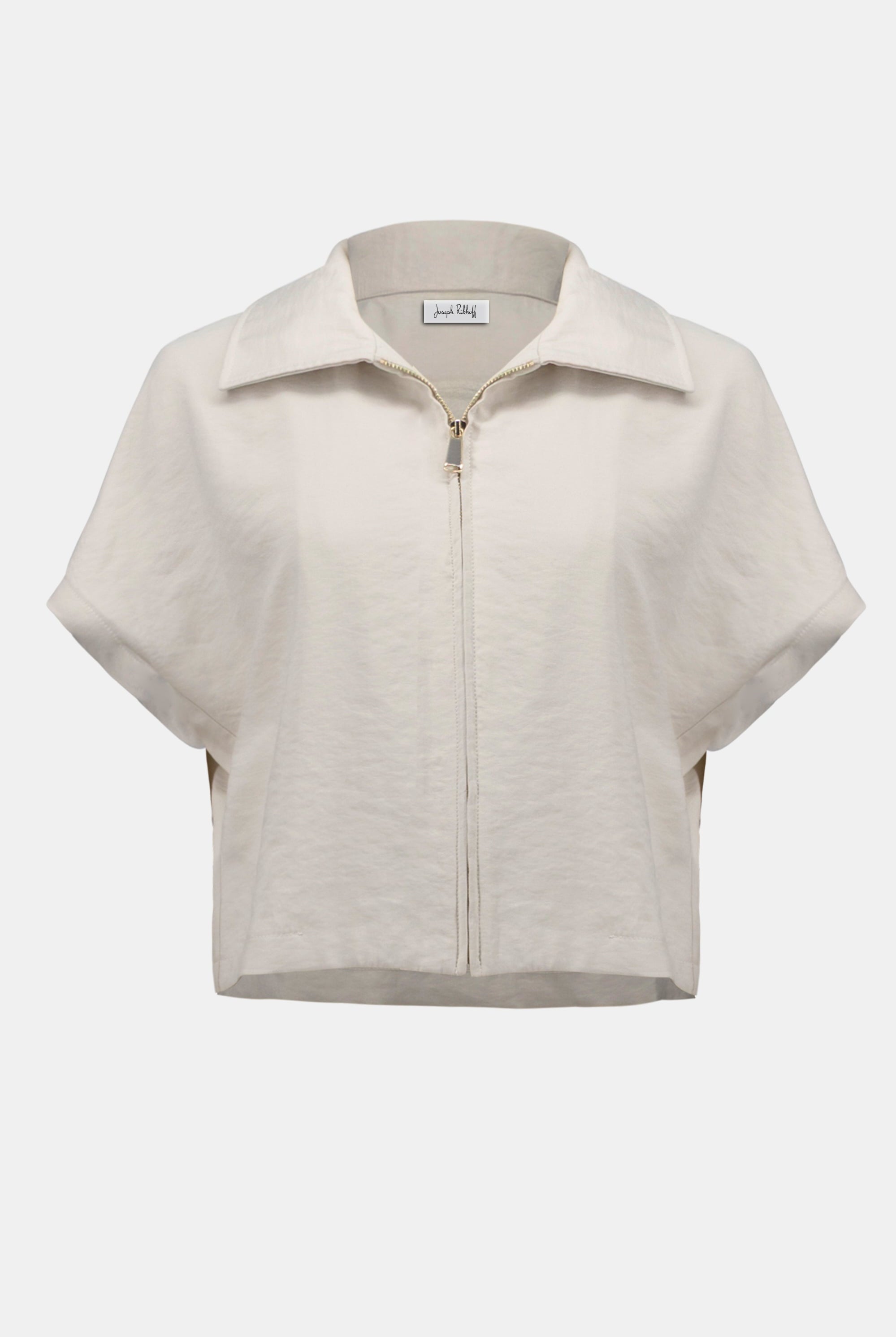 Recycled Textured Woven Boxy Jacket With Zipper Front