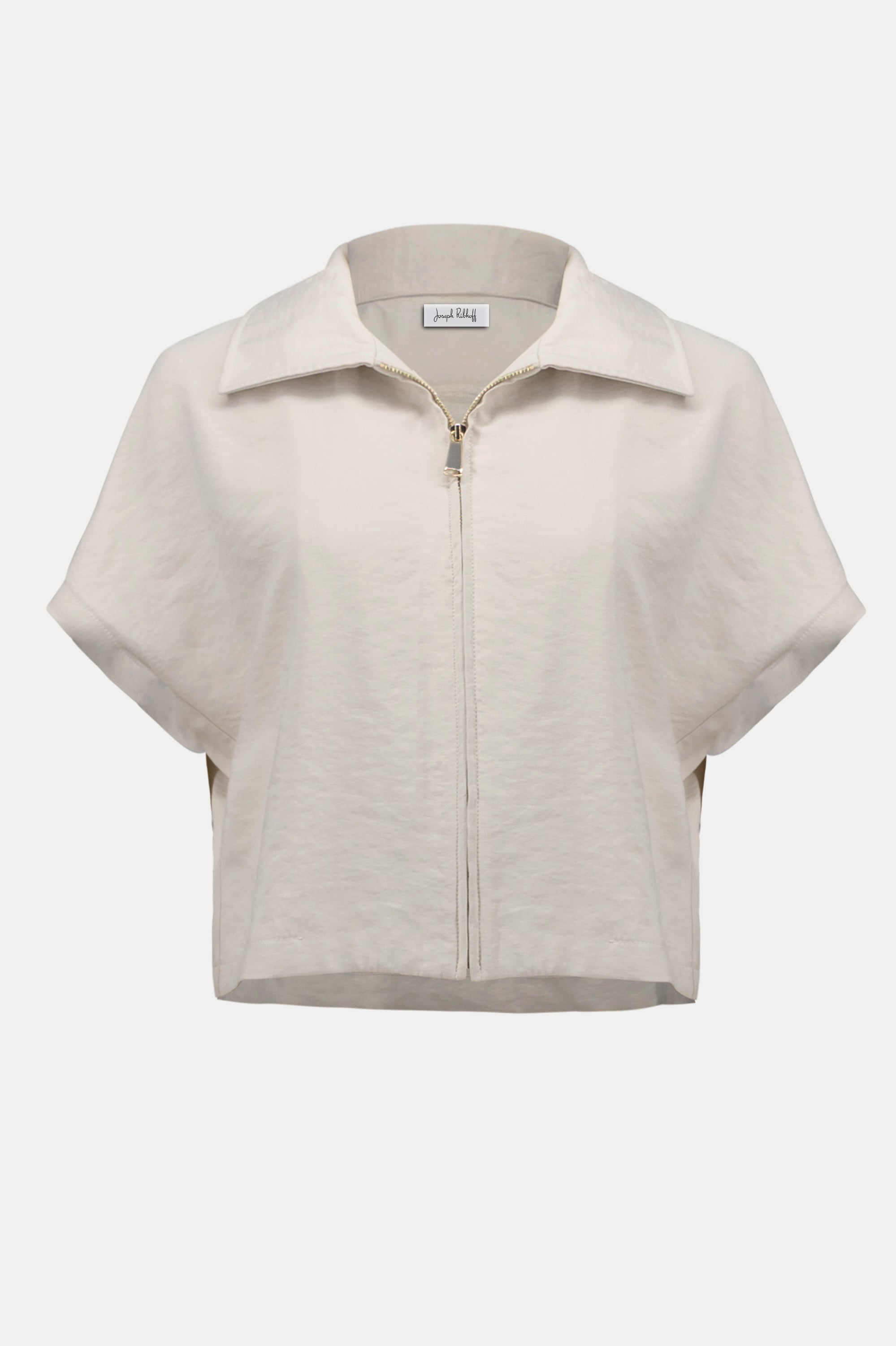 Recycled Textured Woven Boxy Jacket With Zipper Front