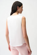 Joseph Ribkoff Recycled Satin Boxy Top With Gold Buttons-261249