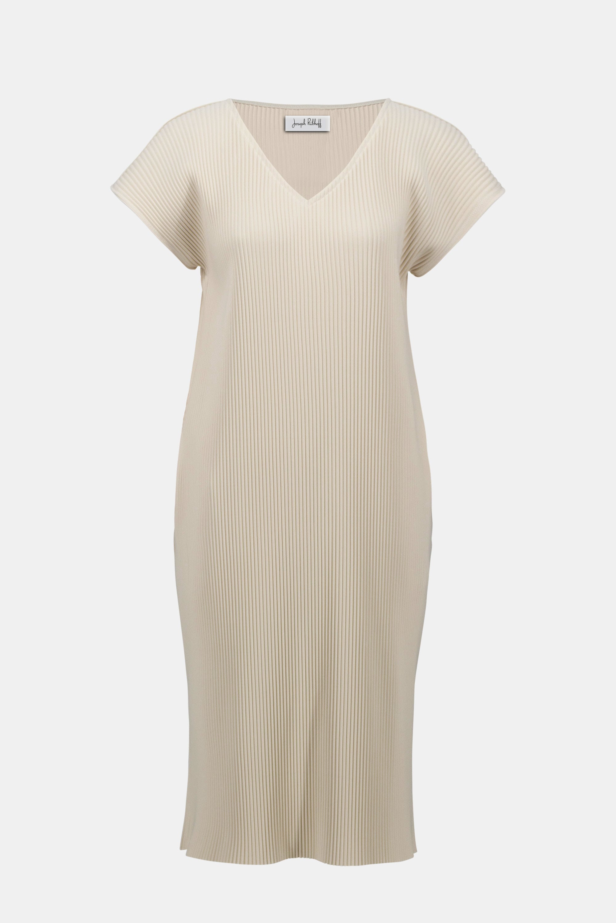 Pleated Scuba Crepe Straight Dress With Pockets