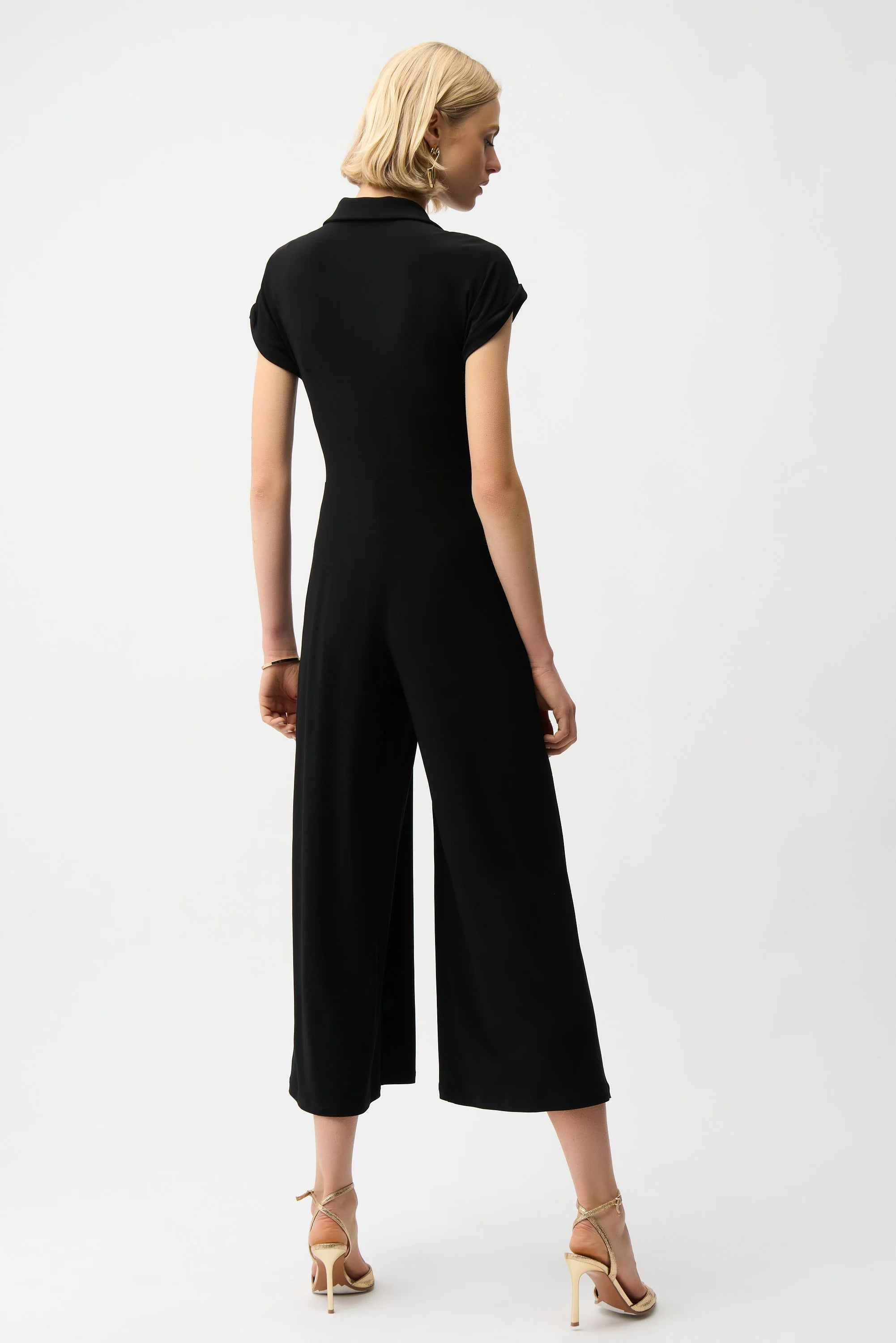 Joseph Ribkoff Silky Knit Culotte Jumpsuit With Gold Zipper-261255