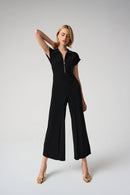 Joseph Ribkoff Silky Knit Culotte Jumpsuit With Gold Zipper-261255
