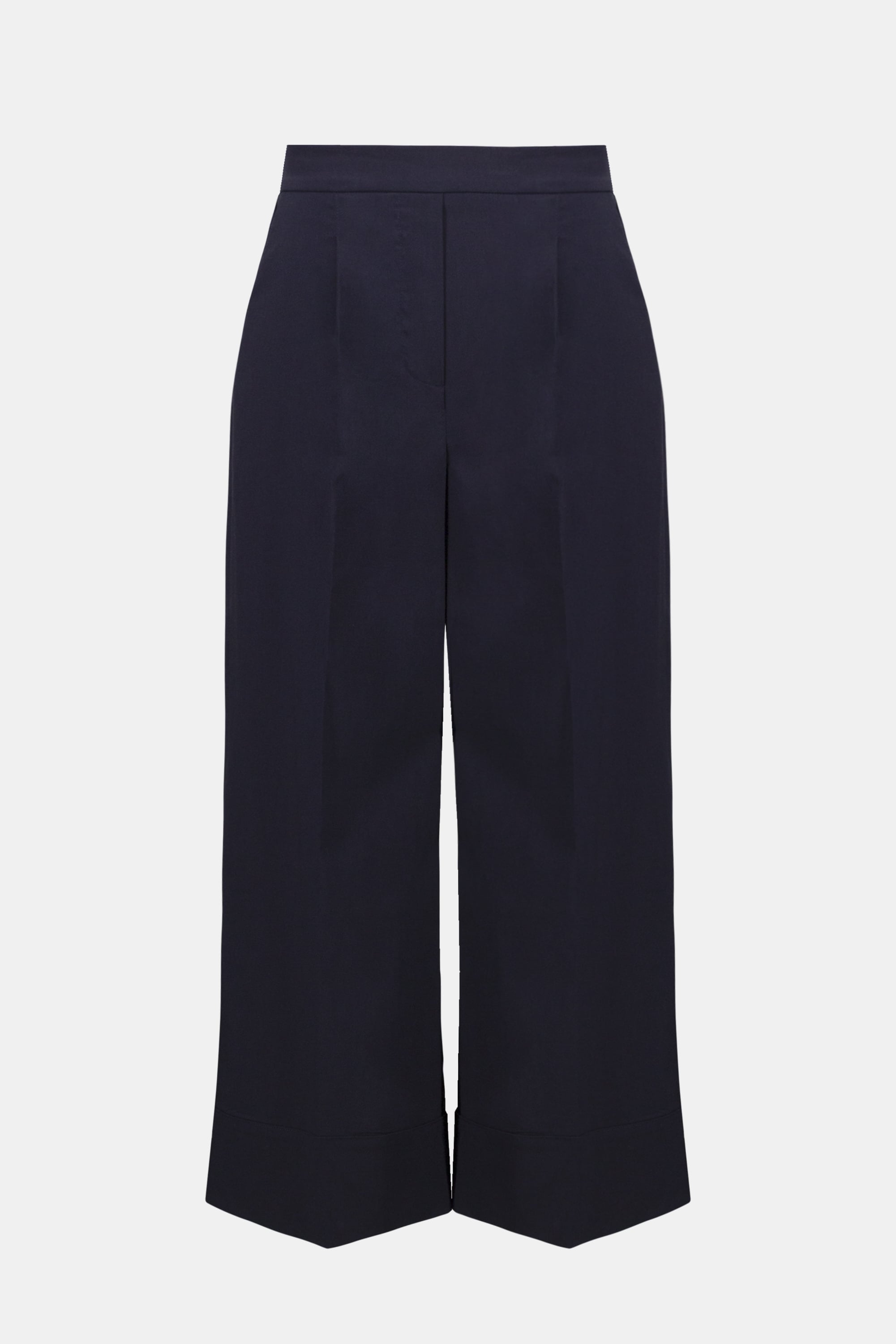 Stretch Poplin Pull-On Culotte Pants With Pleats