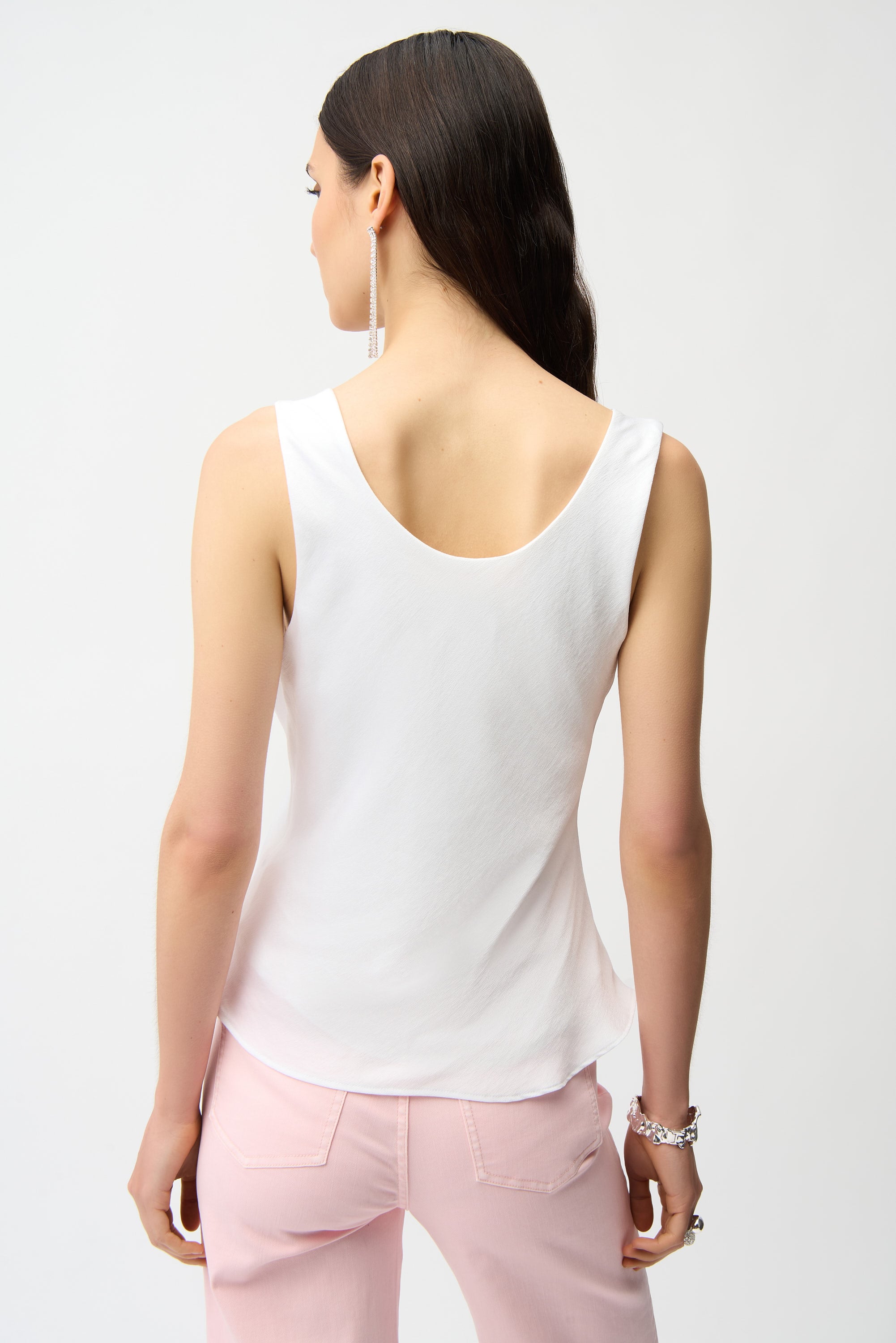 Recycled Satin Fitted Sleeveless Top With Shoulder Knot Detail