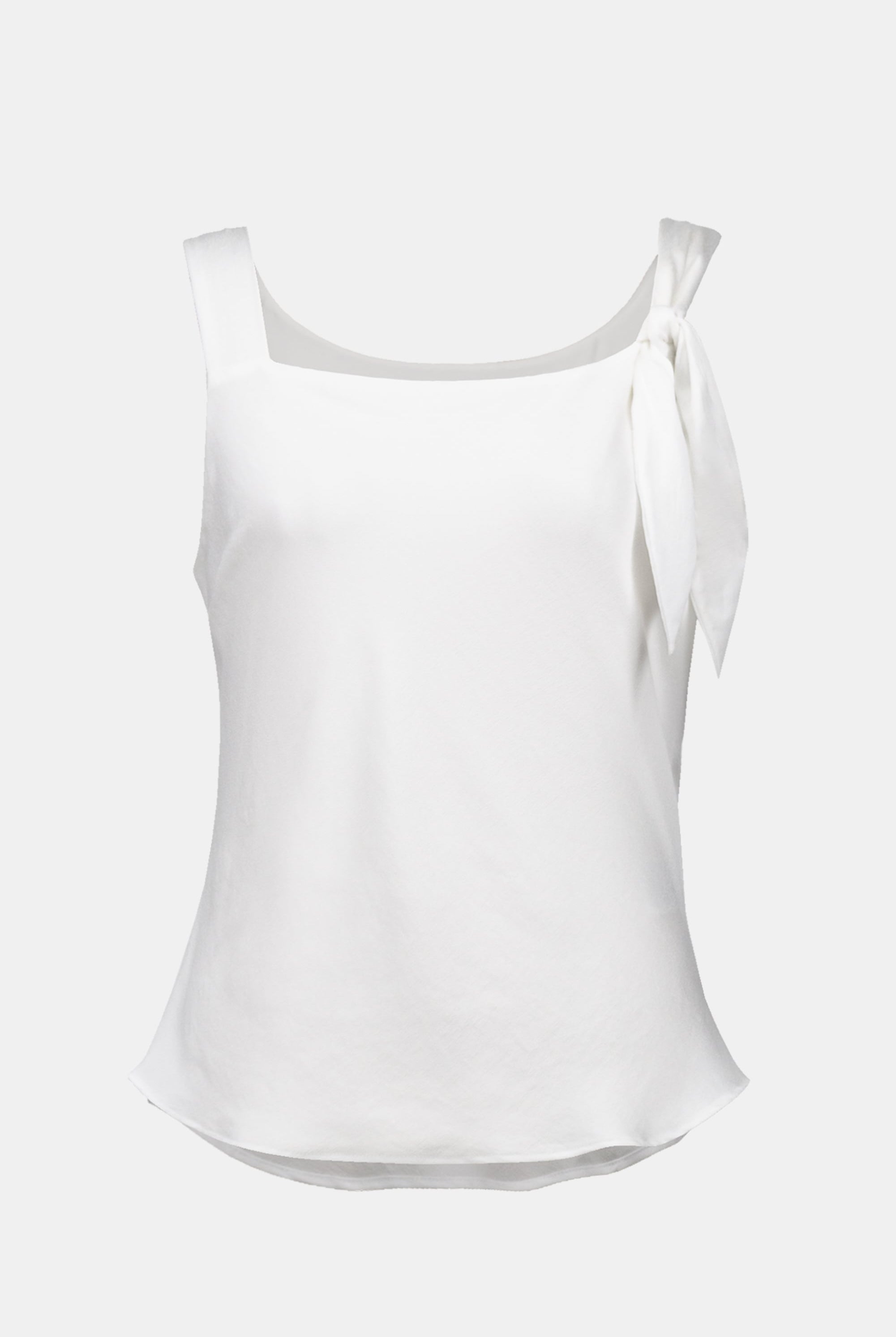 Recycled Satin Fitted Sleeveless Top With Shoulder Knot Detail