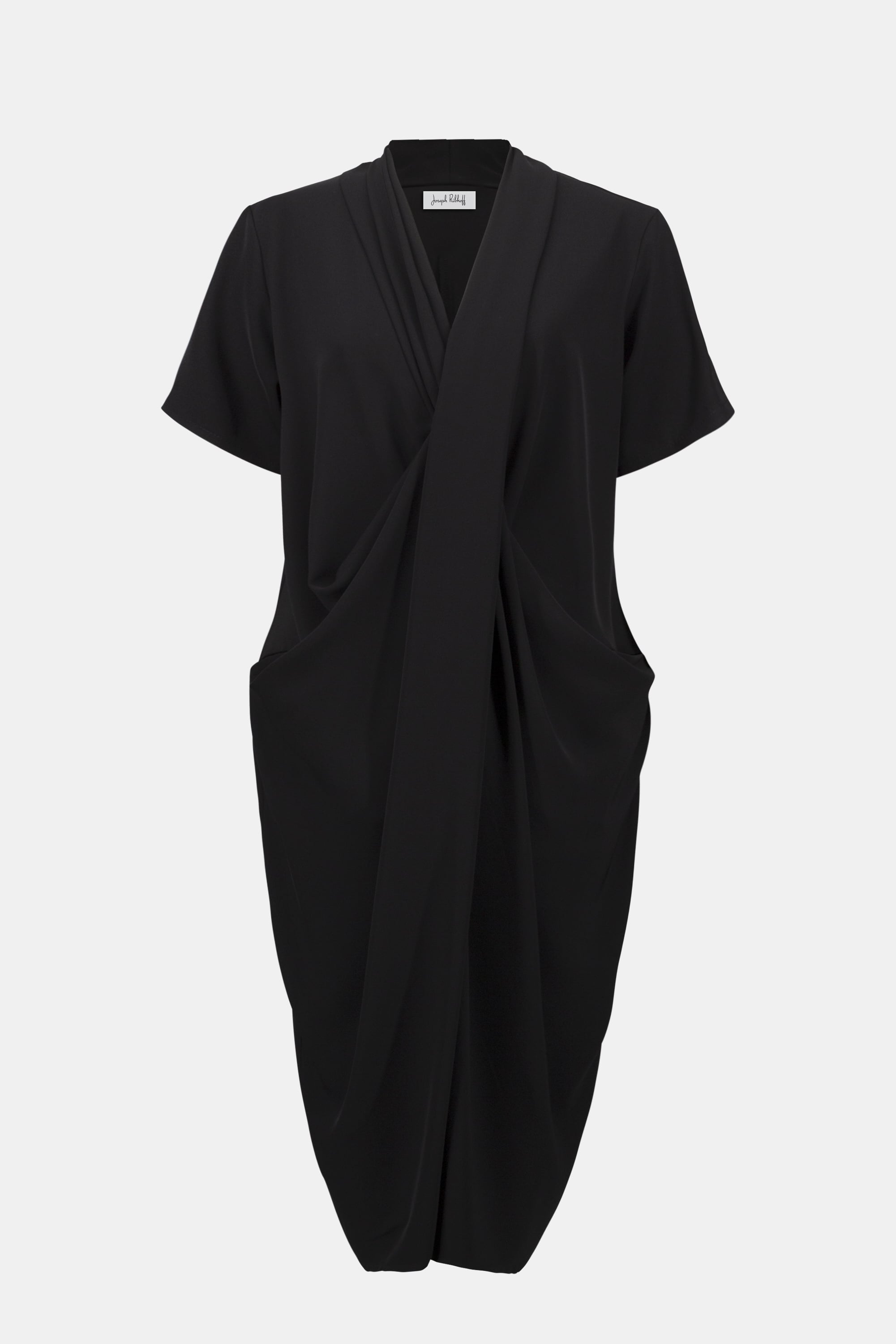 Woven Twill Cocoon Dress With Wrap Neckline