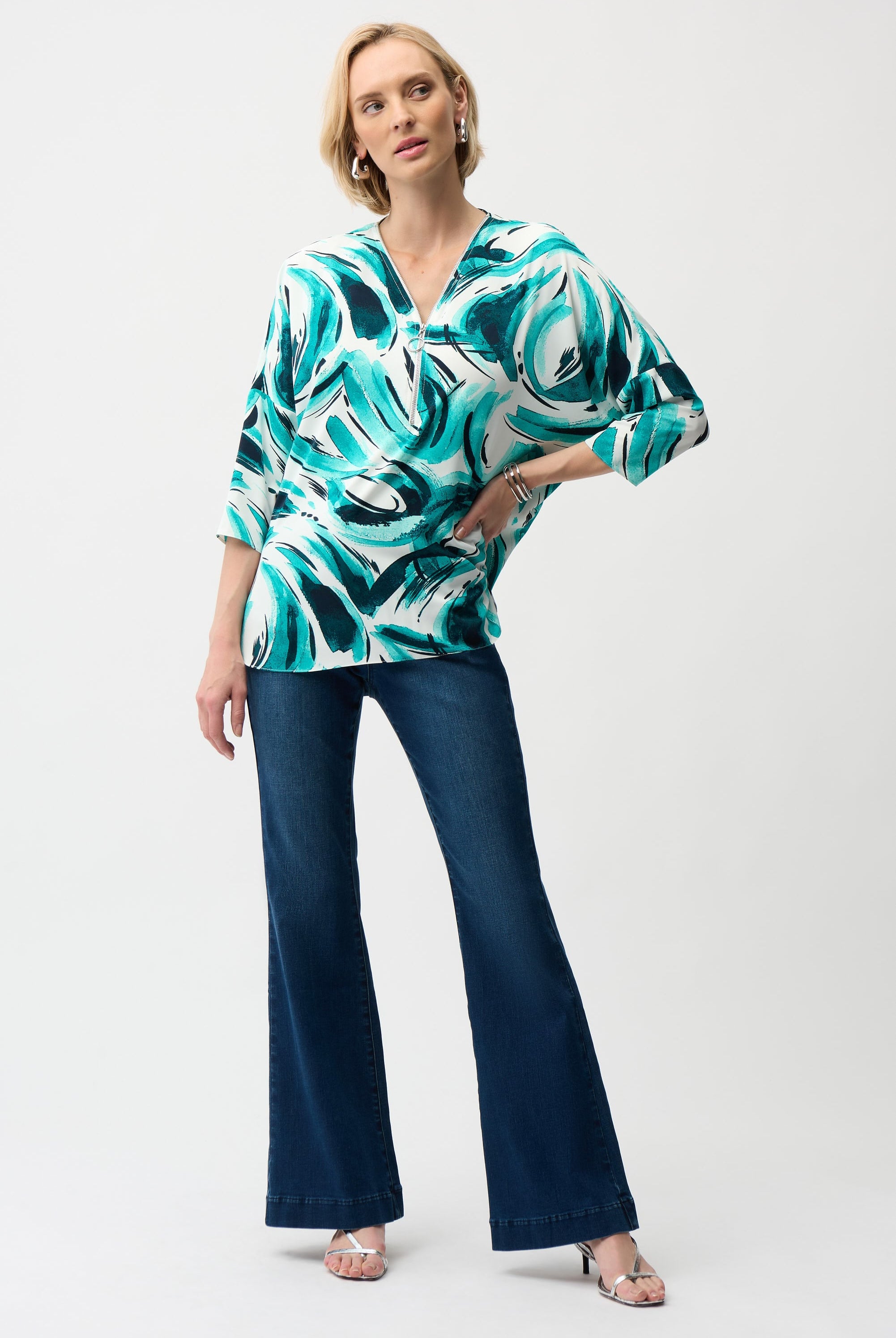 Recycled Woven Abstract Print Boxy Tunic