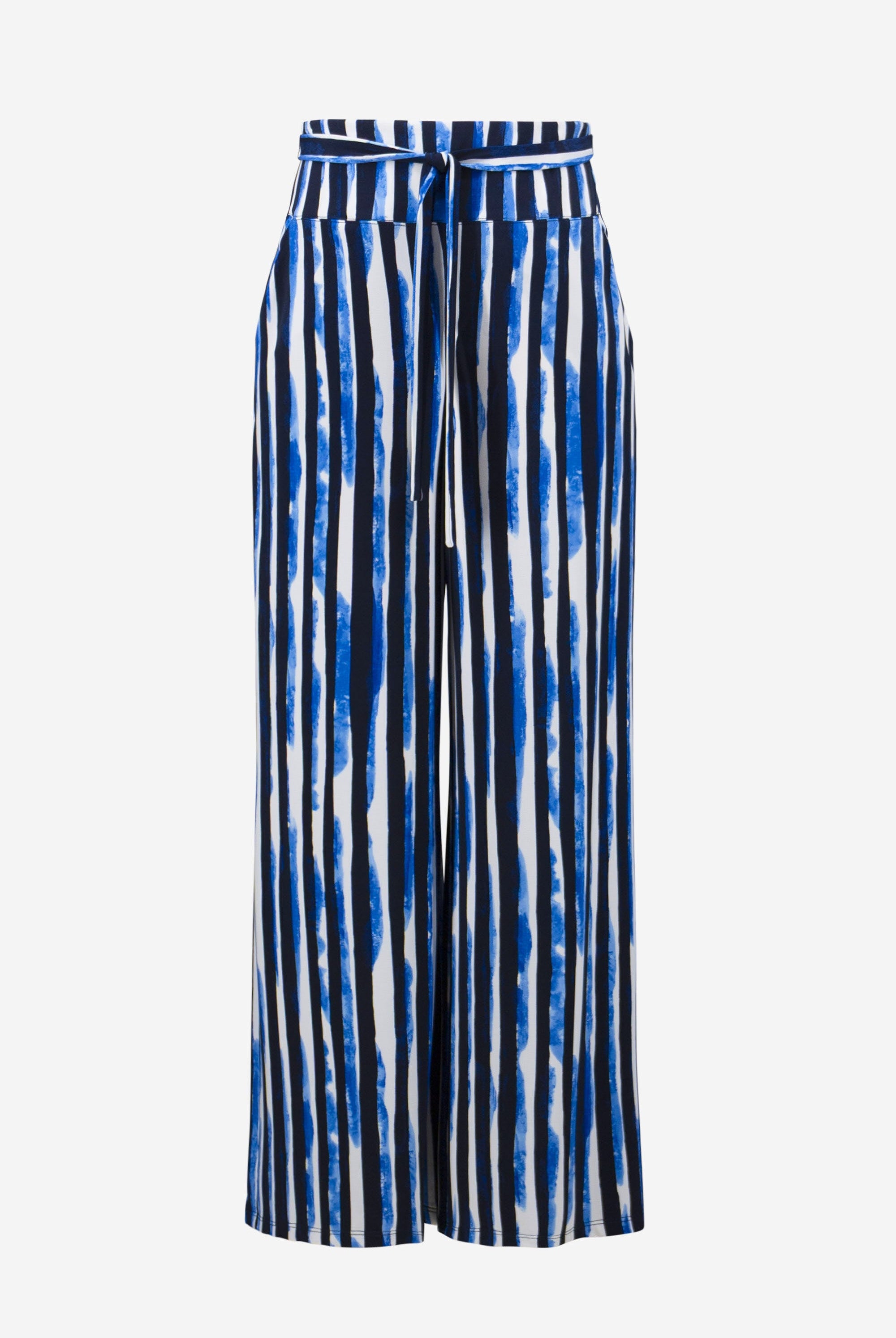 Silky Knit Stripe Print Wide Leg Pull-On Pants