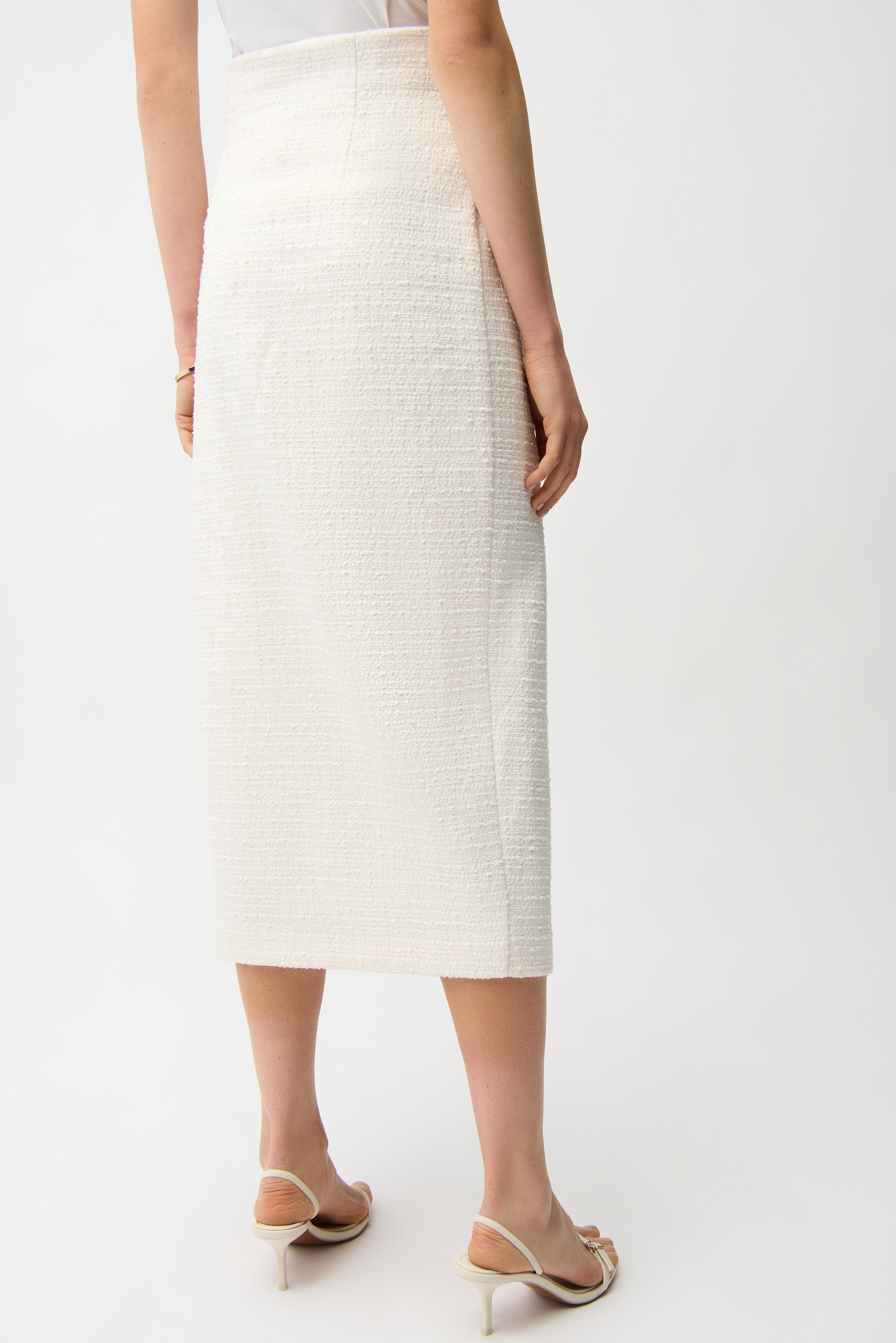 Bouclé Pencil Skirt With Gold Buttons