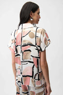 Joseph Ribkoff Recycled Satin Abstract Print Boxy Top With V-necklineline-261308