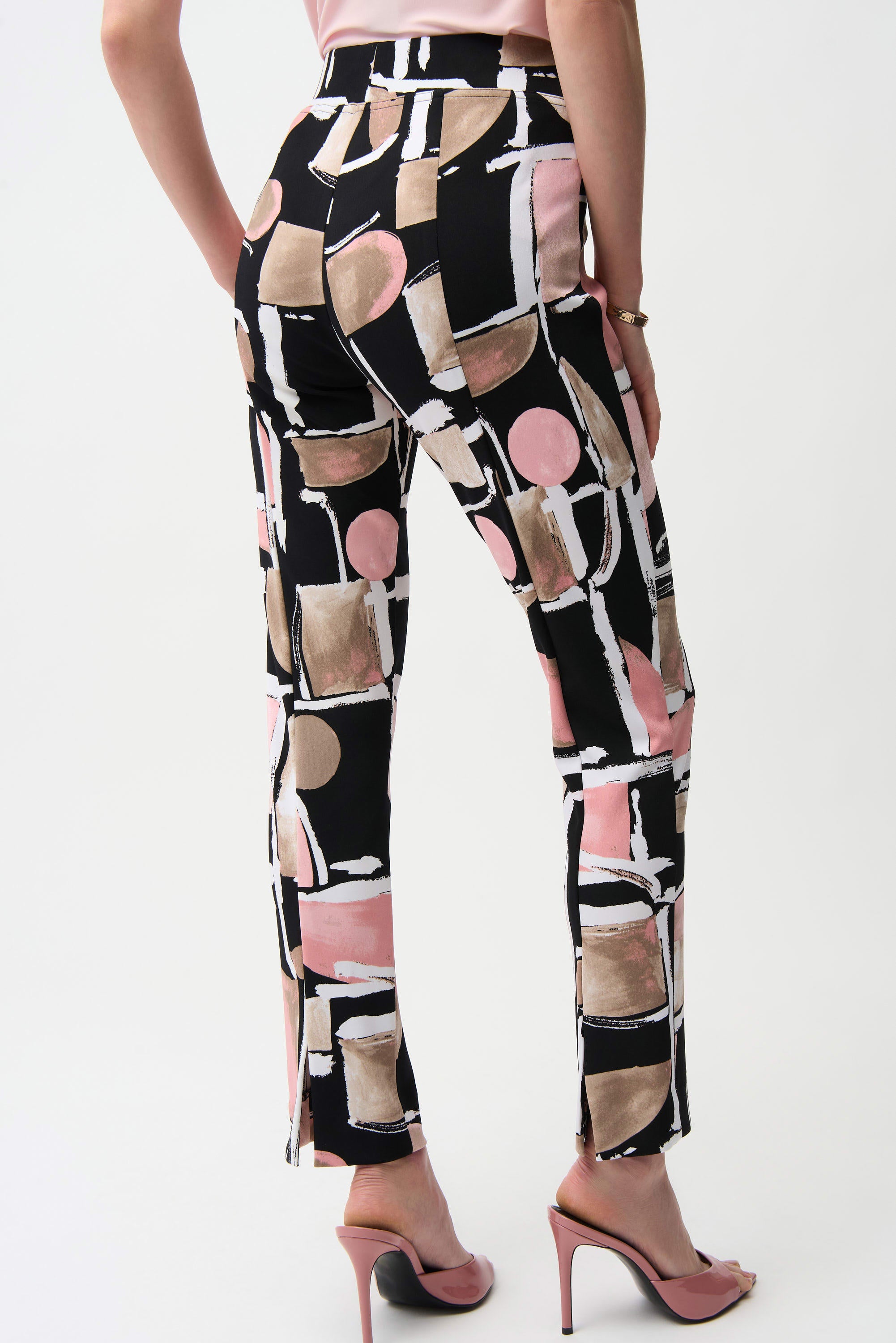 Joseph Ribkoff Silky Knit Abstract Print Straight Pull-On Pants-261309