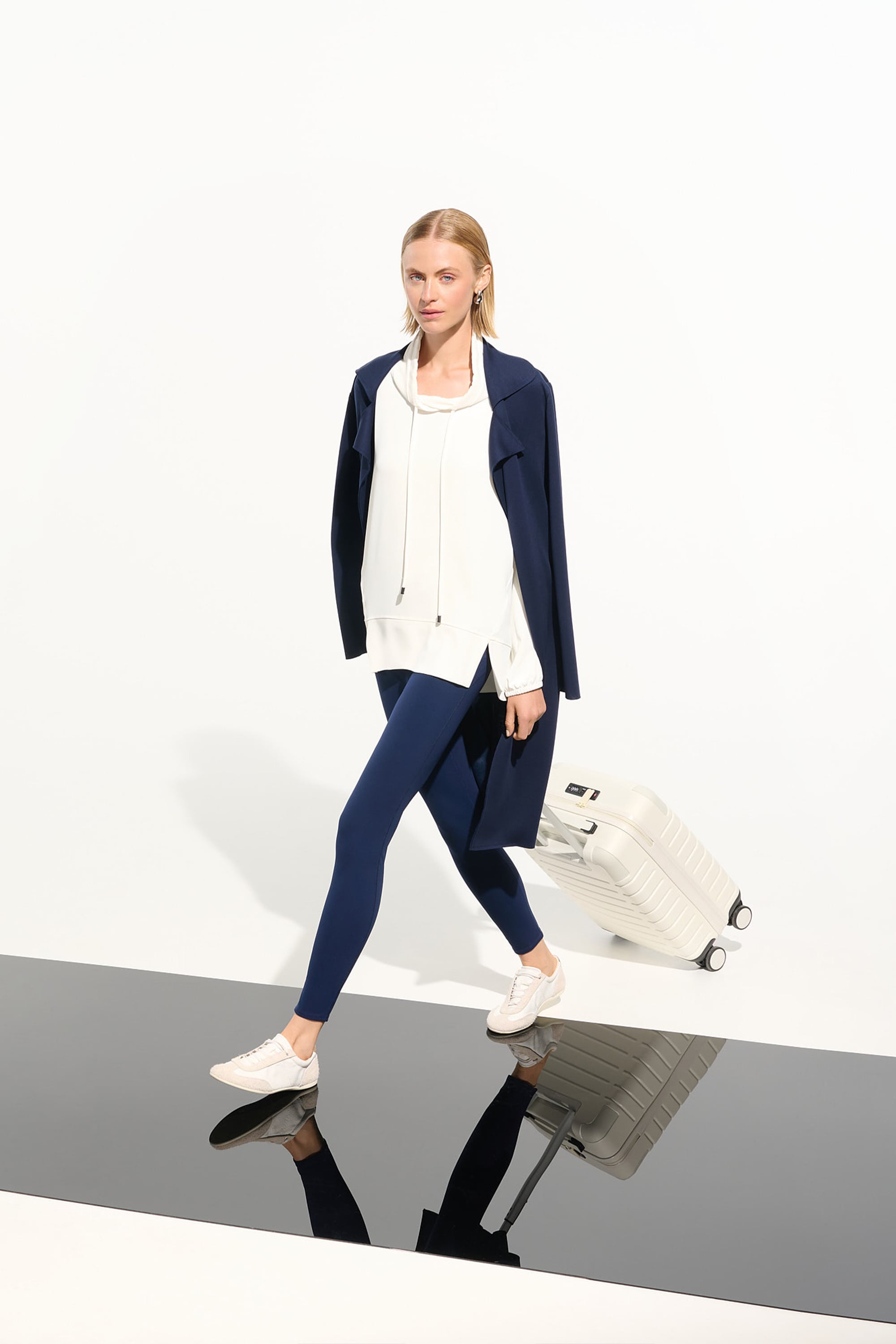 Woven Twill Boxy Tunic With Funnel Collar