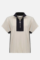 Joseph Ribkoff Color Block Straight Top With Zipped Collar-261611