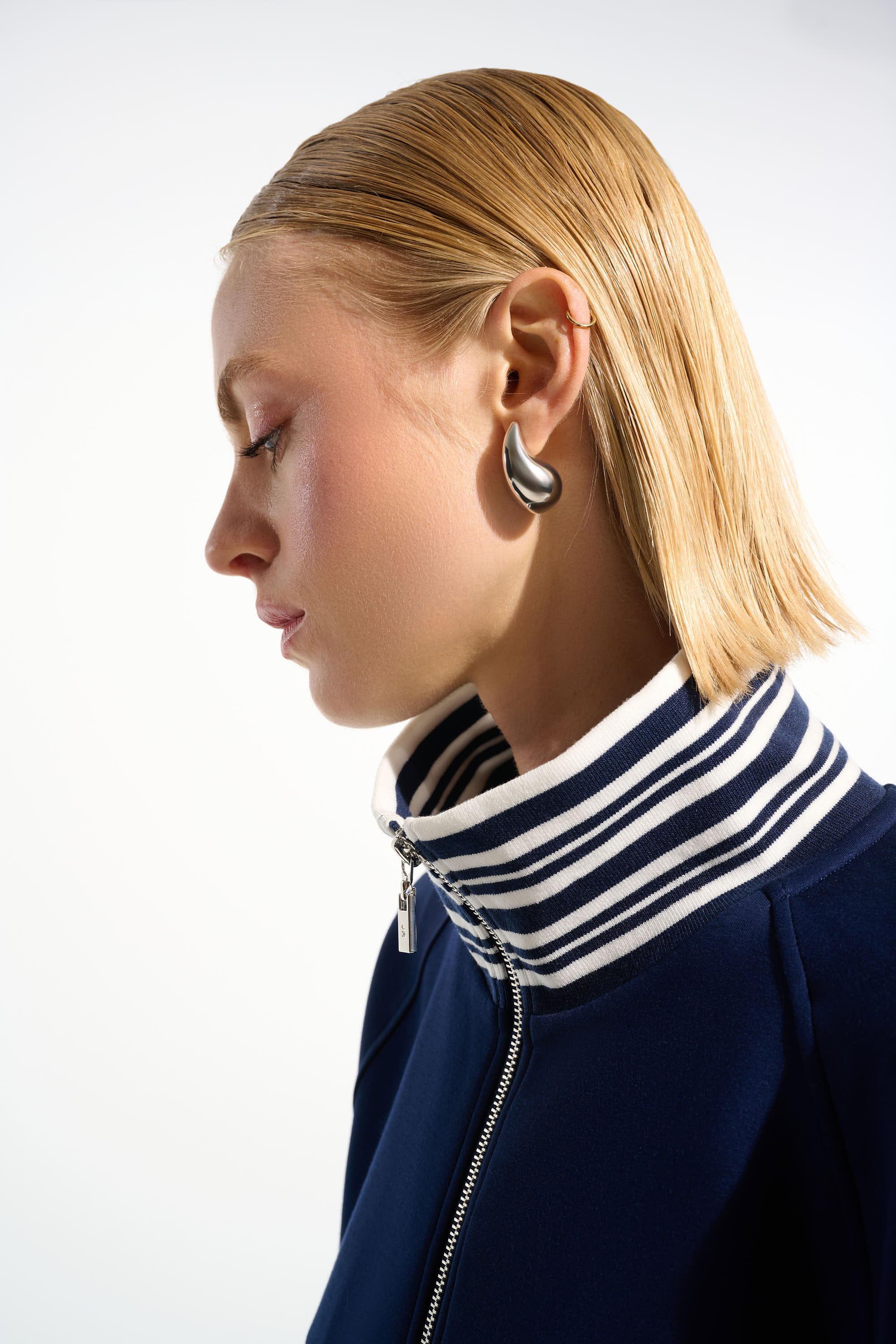 Scuba Jersey Jacket With Funnel Collar