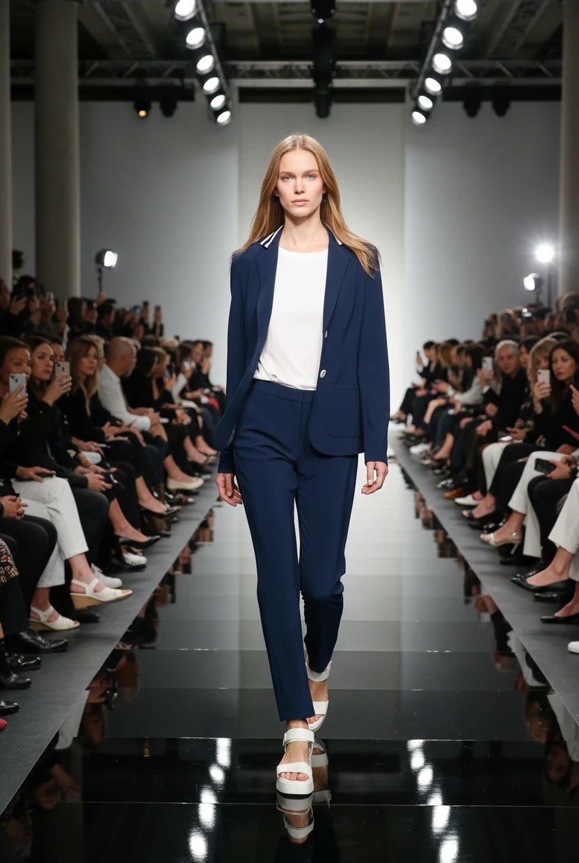 Joseph Ribkoff Silky Knit Fitted Blazer With Stripe Band Detail | Unique Apparel USA