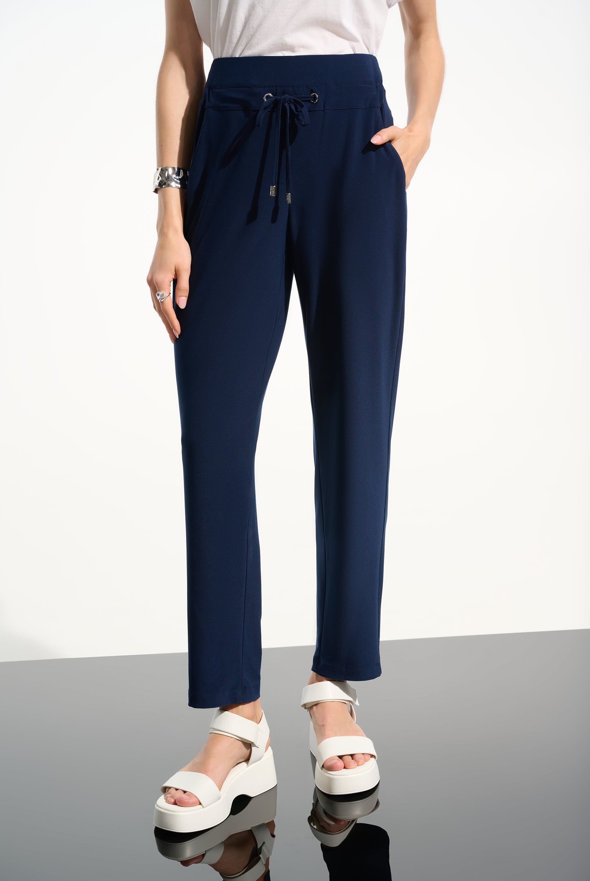 Silky Knit Pull-On Jogger Pants With Drawstring