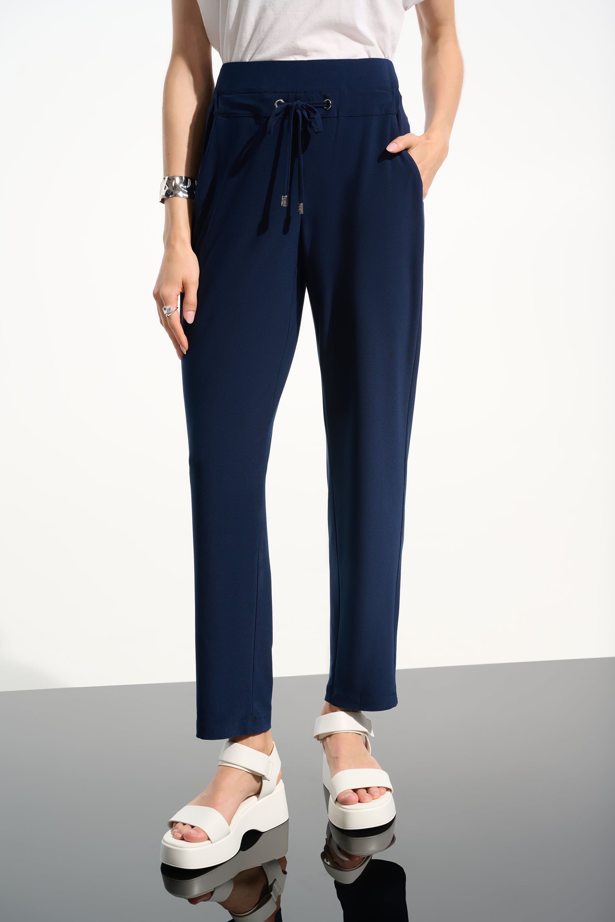 Silky Knit Pull-On Jogger Pants With Drawstring