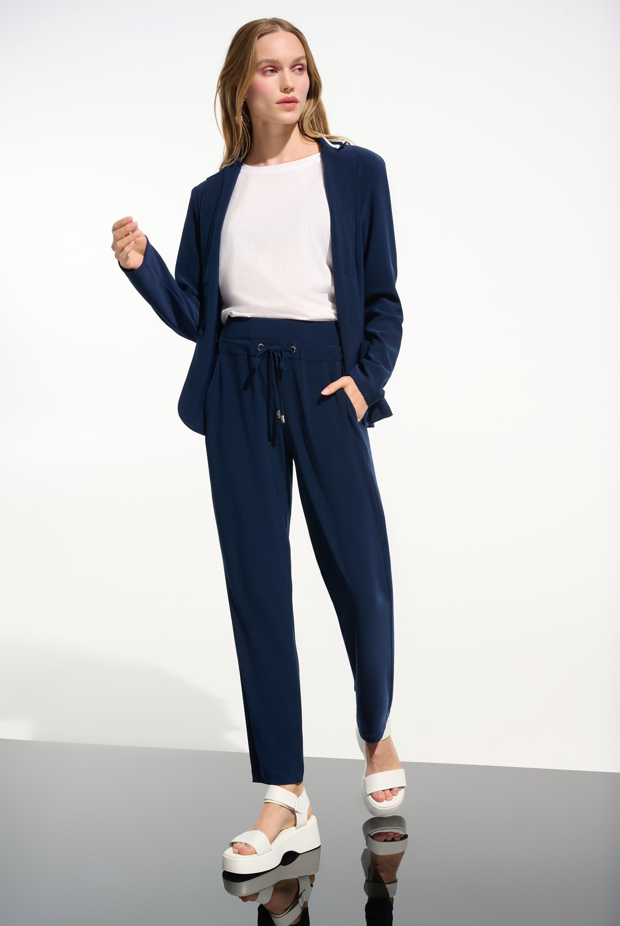 Silky Knit Pull-On Jogger Pants With Drawstring