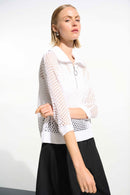 Joseph Ribkoff Boxy Sweater Knit With Zipped Neckline-261634