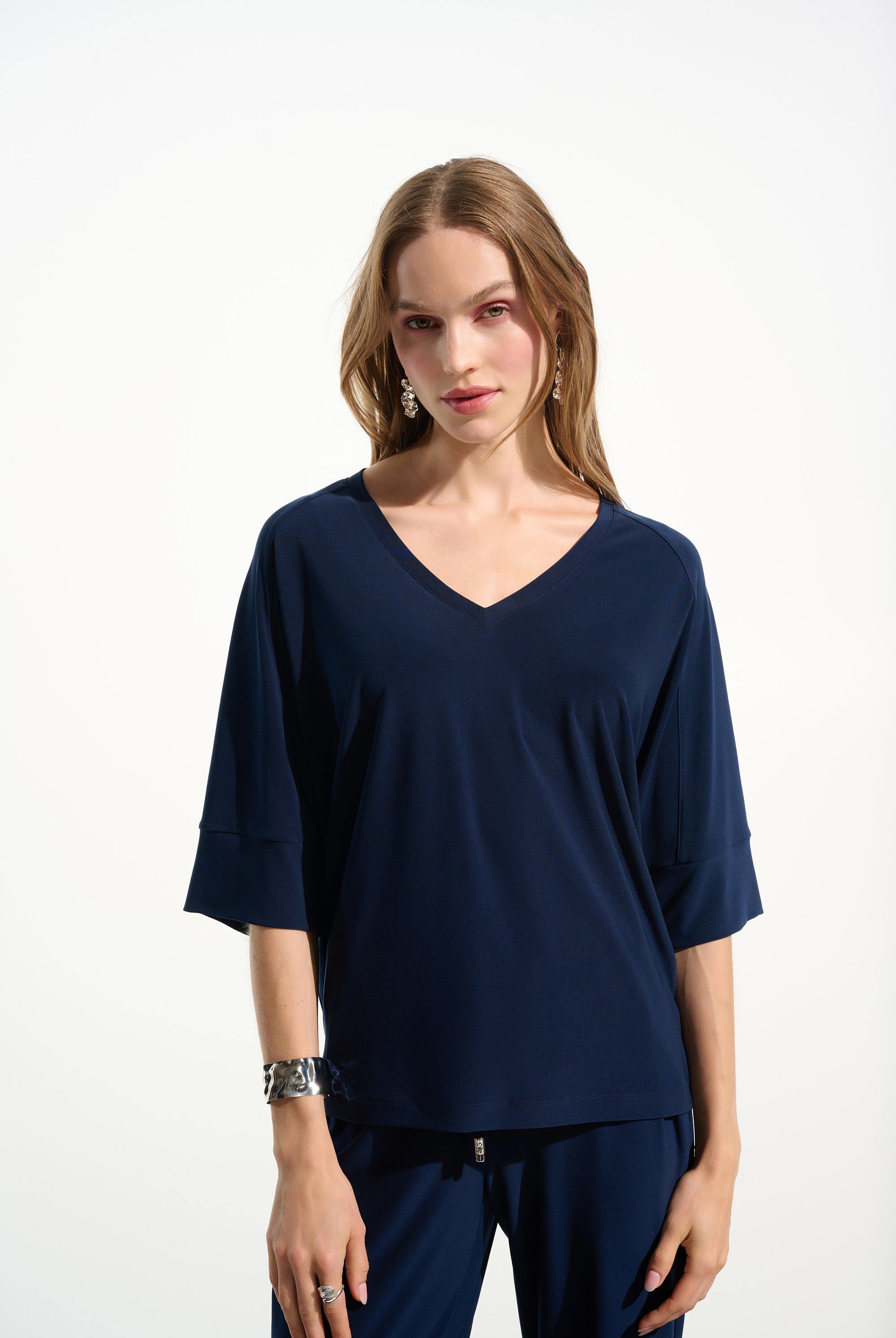 Joseph Ribkoff Silky Knit Boxy Top With V-neckline | Unique Apparel USA