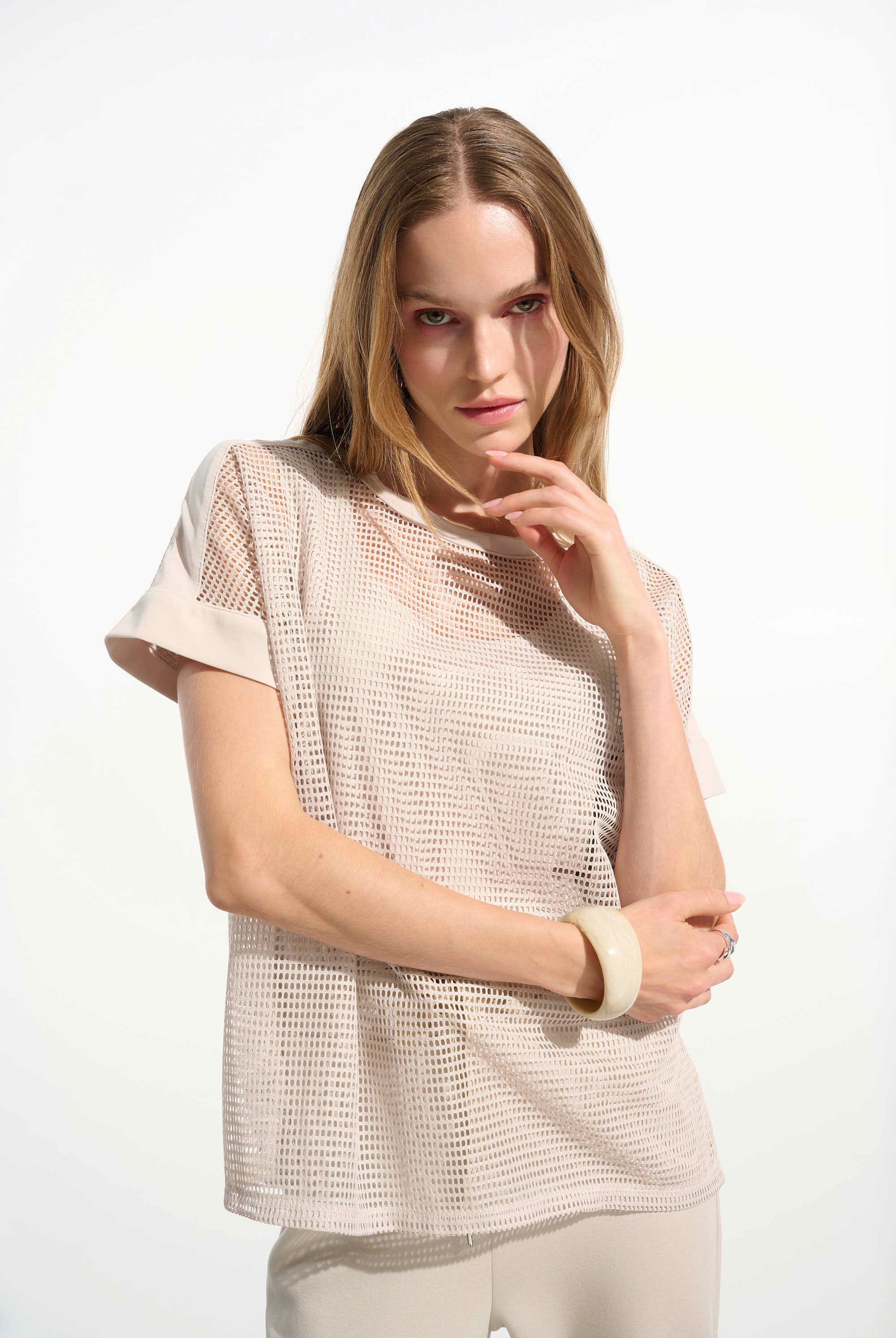 Joseph Ribkoff Silky Knit and Mesh Straight Top | Unique Apparel USA
