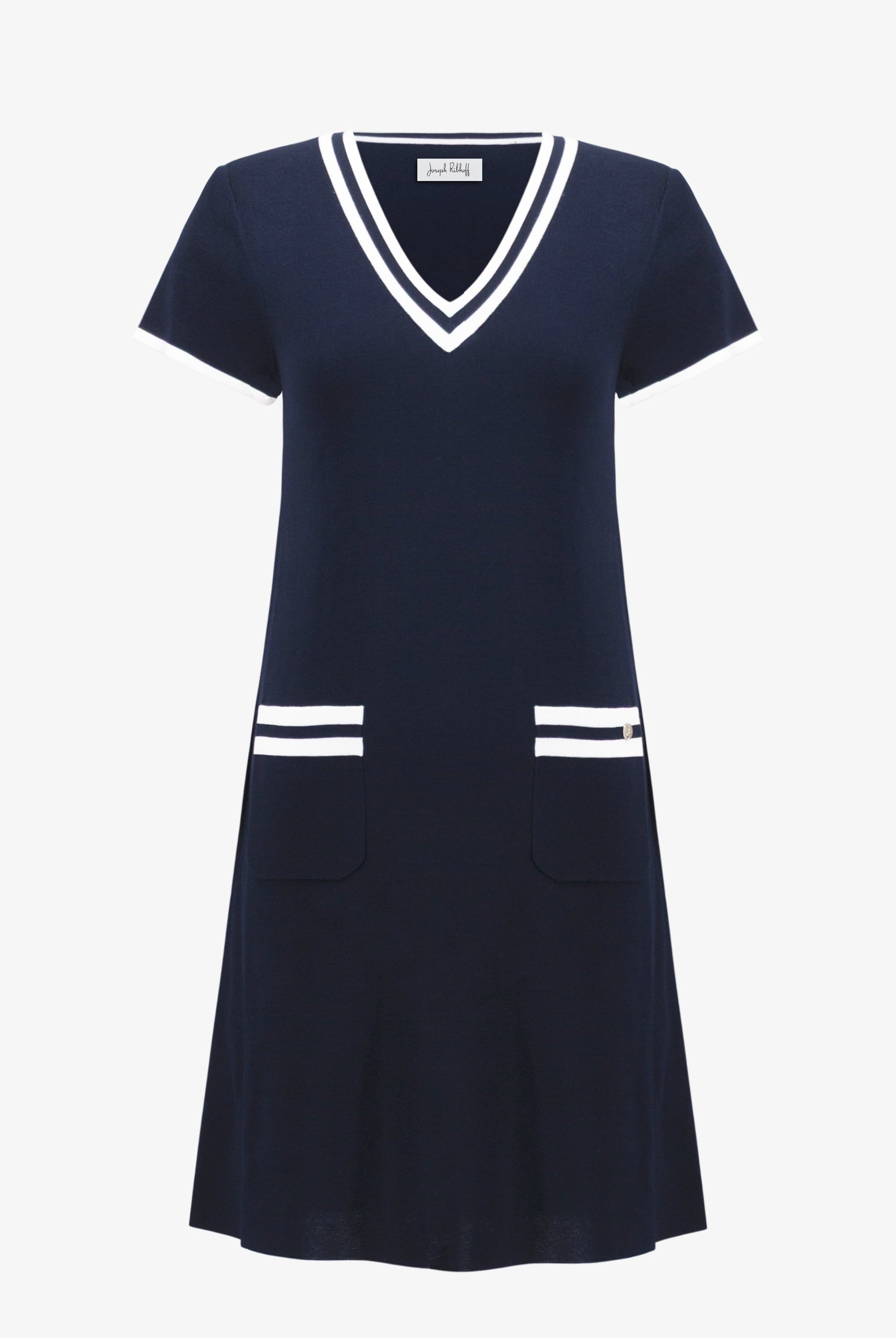 Viscose Knit A-Line Dress With Rib Trim