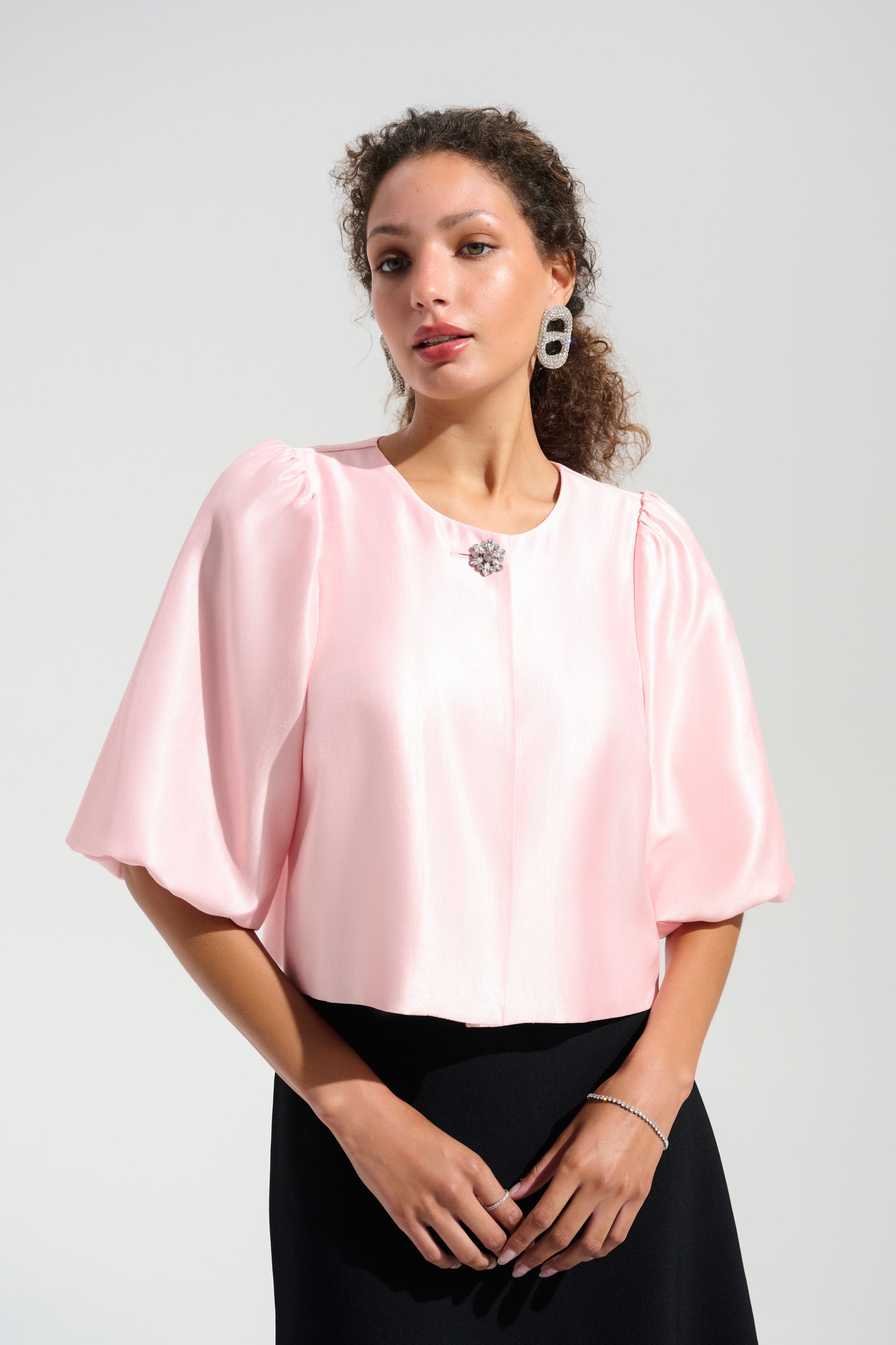 Signature | Shimmer Jacquard Boxy Jacket With Puff Sleeves