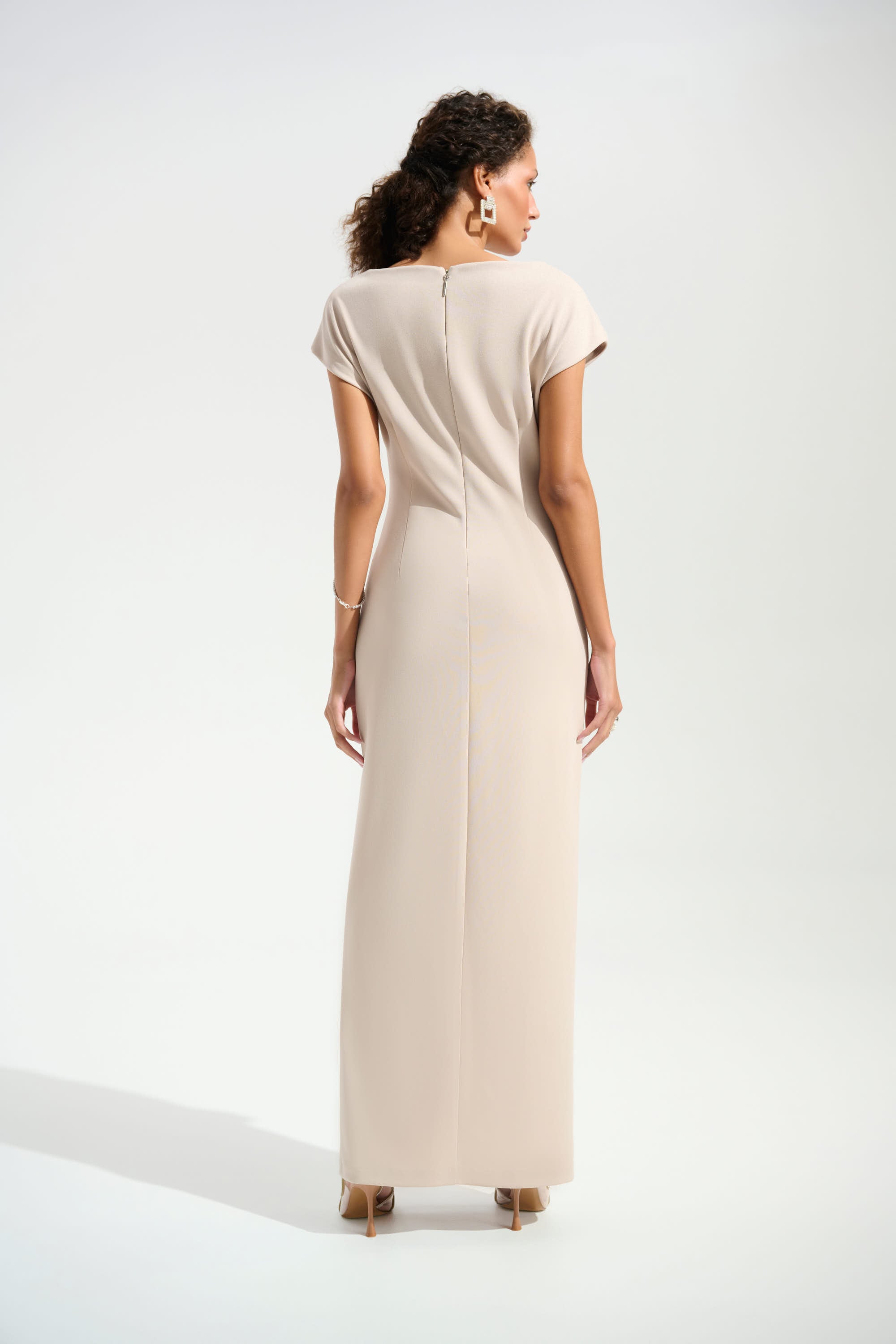 Signature | Scuba Crepe Sheath Gown With Rhinestones Piping