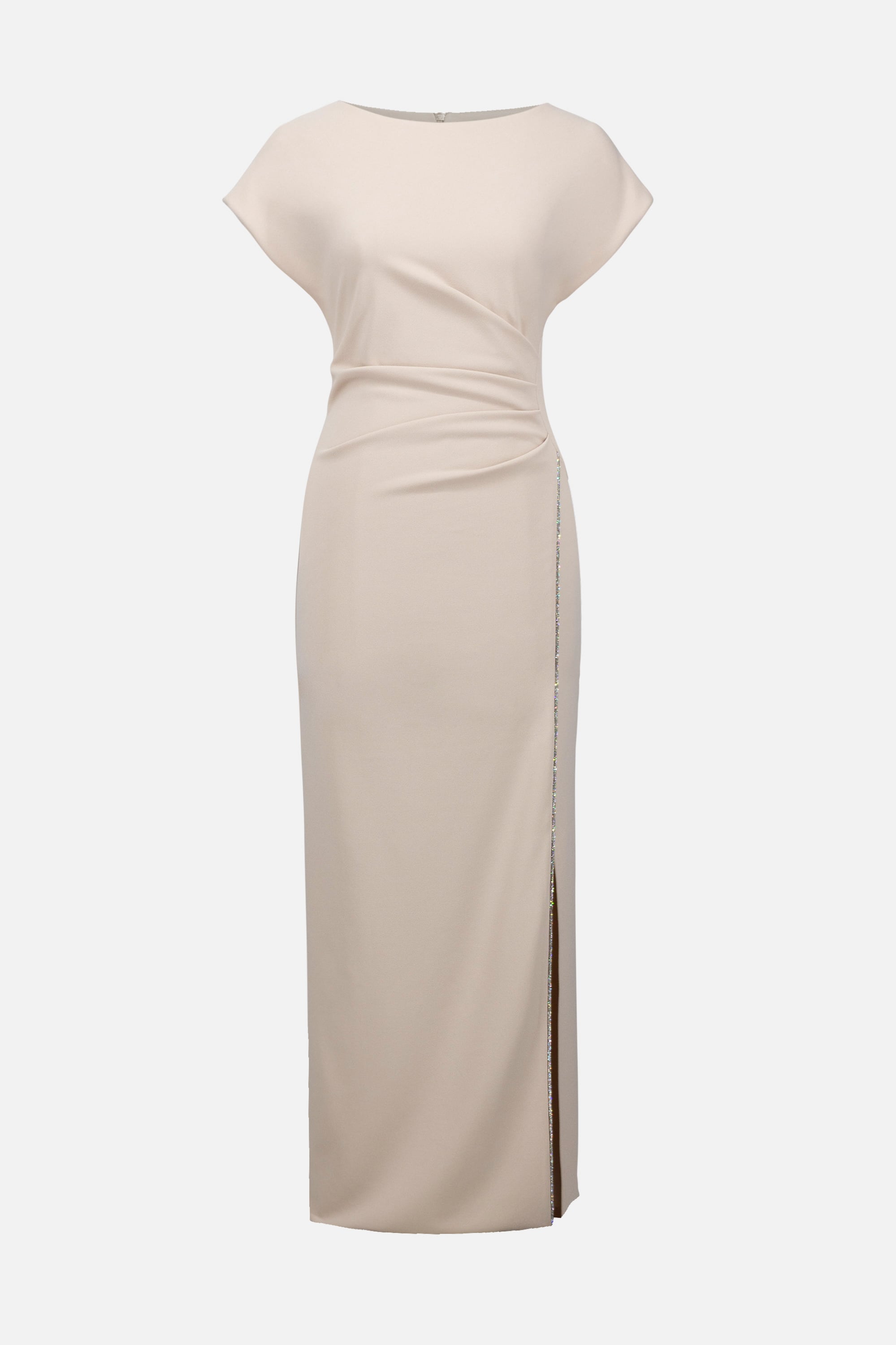 Signature | Scuba Crepe Sheath Gown With Rhinestones Piping