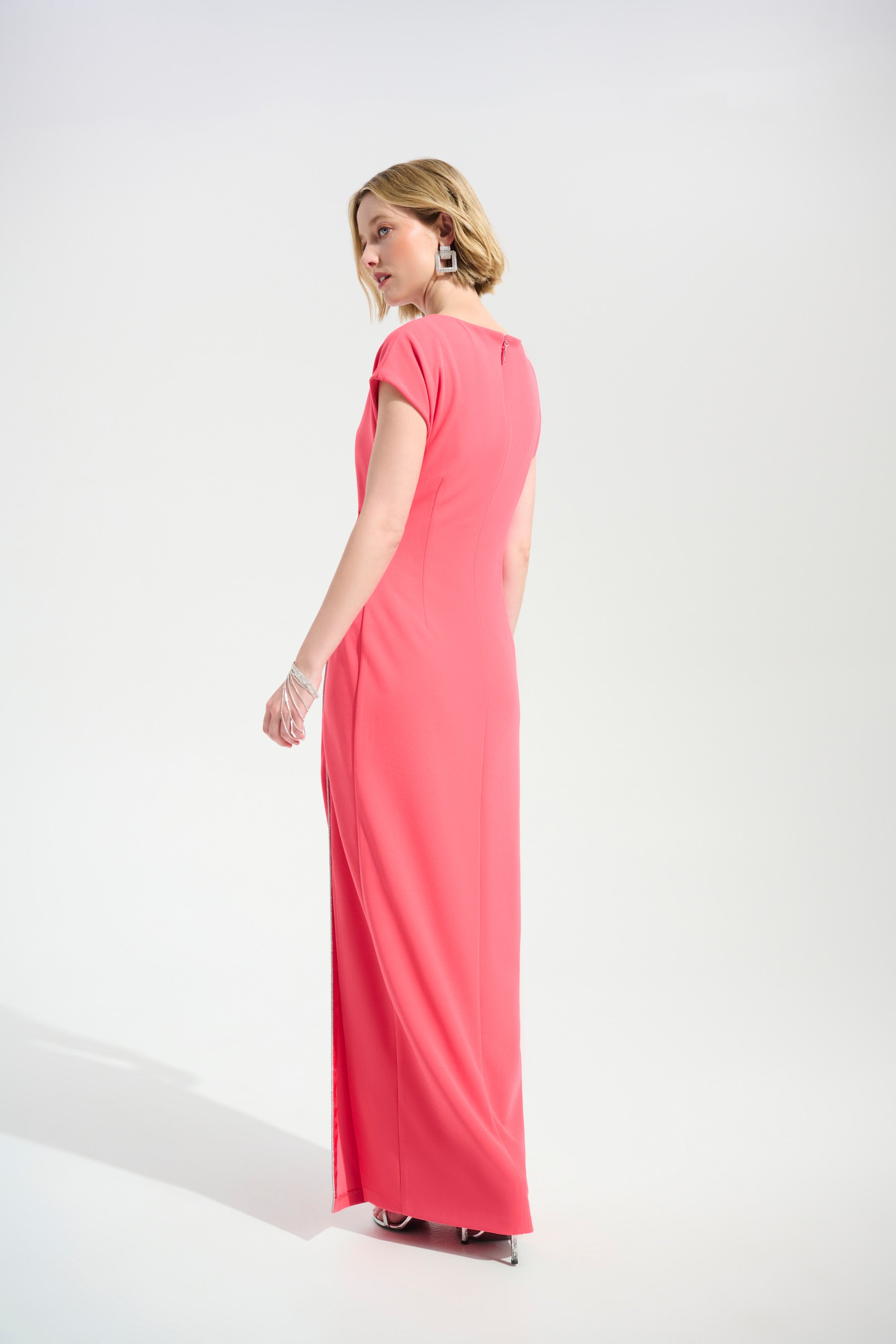 Signature | Scuba Crepe Sheath Gown With Rhinestones Piping