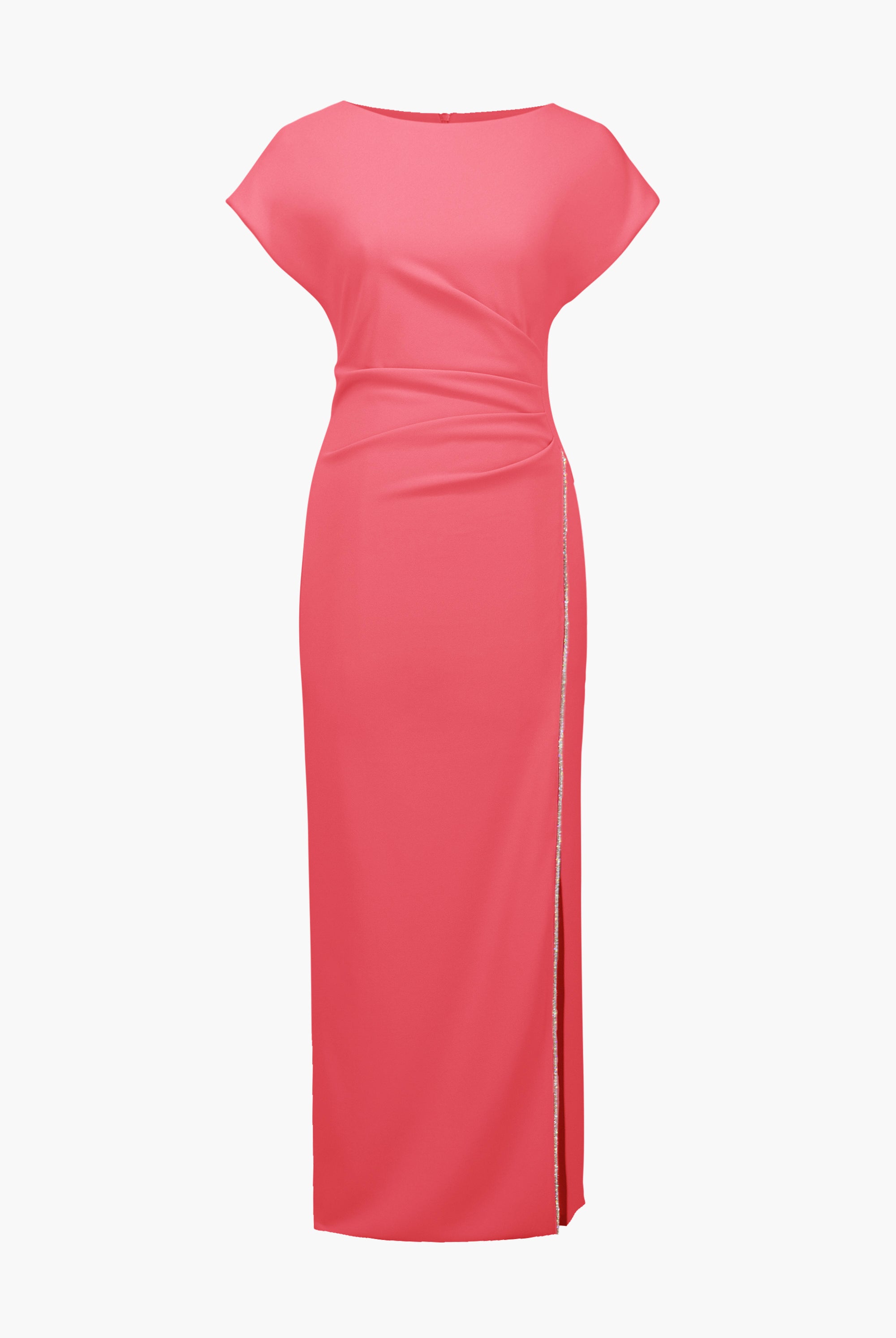 Signature | Scuba Crepe Sheath Gown With Rhinestones Piping
