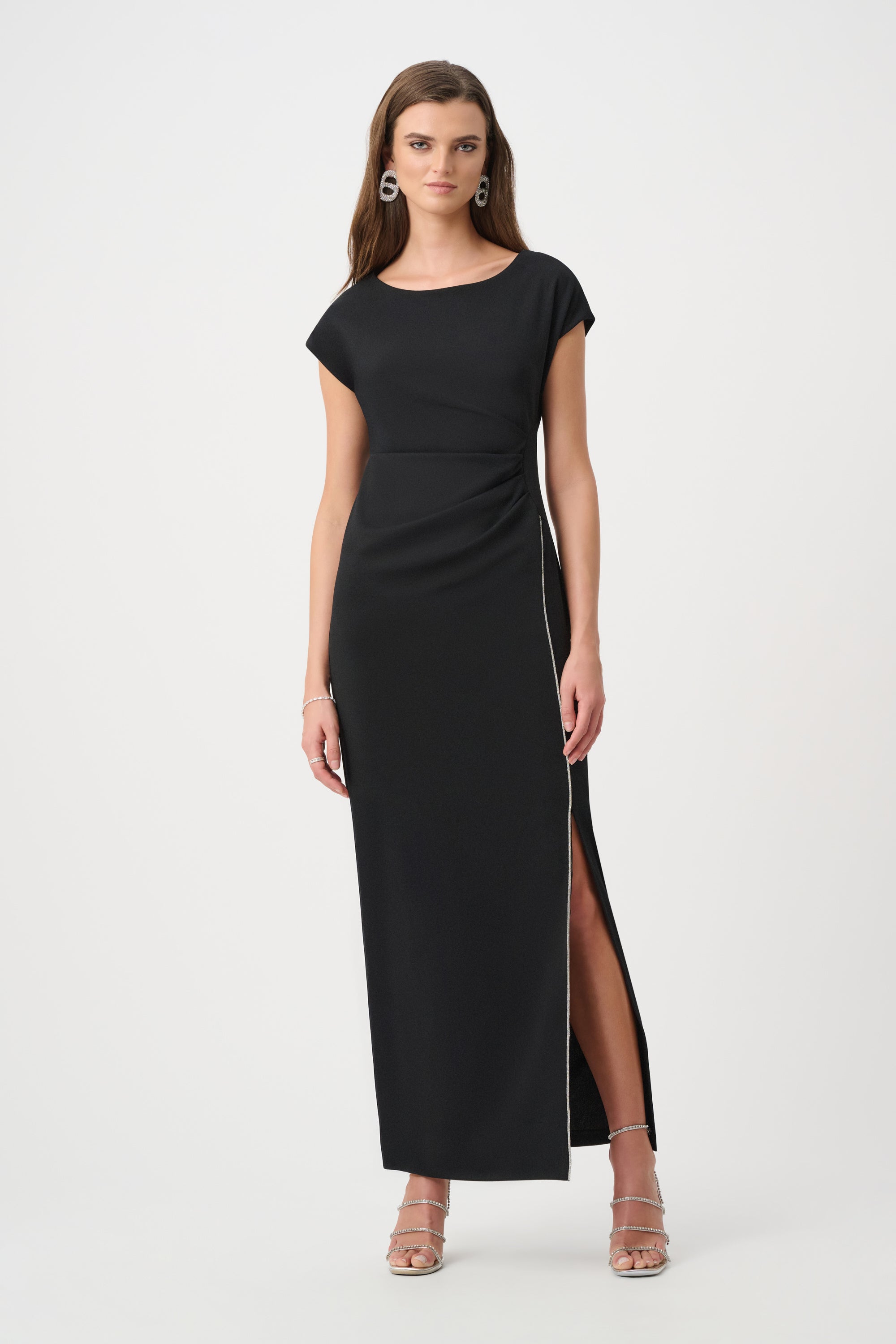 Signature | Scuba Crepe Sheath Gown With Rhinestones Piping