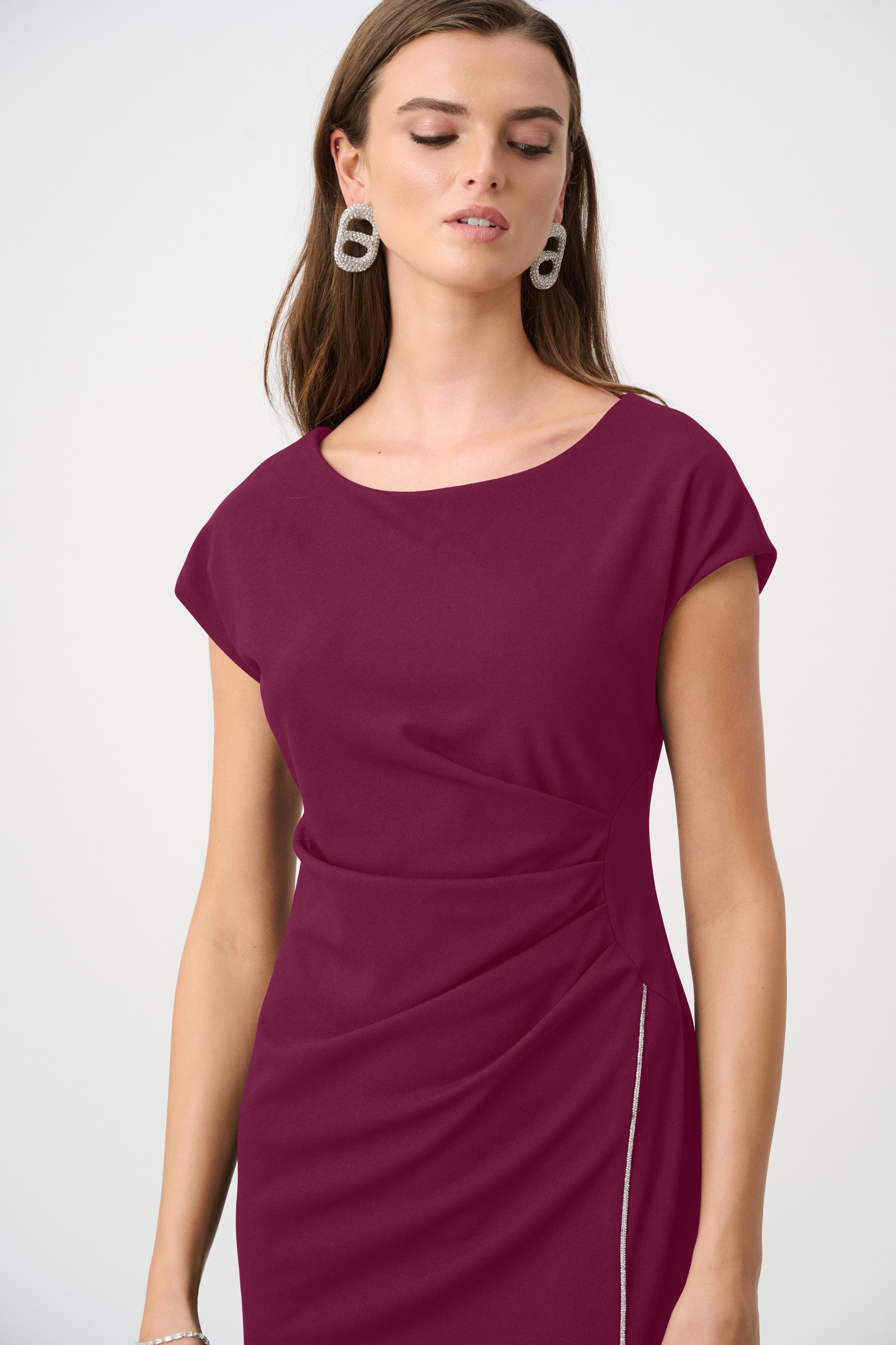 Signature | Scuba Crepe Sheath Gown With Rhinestones Piping